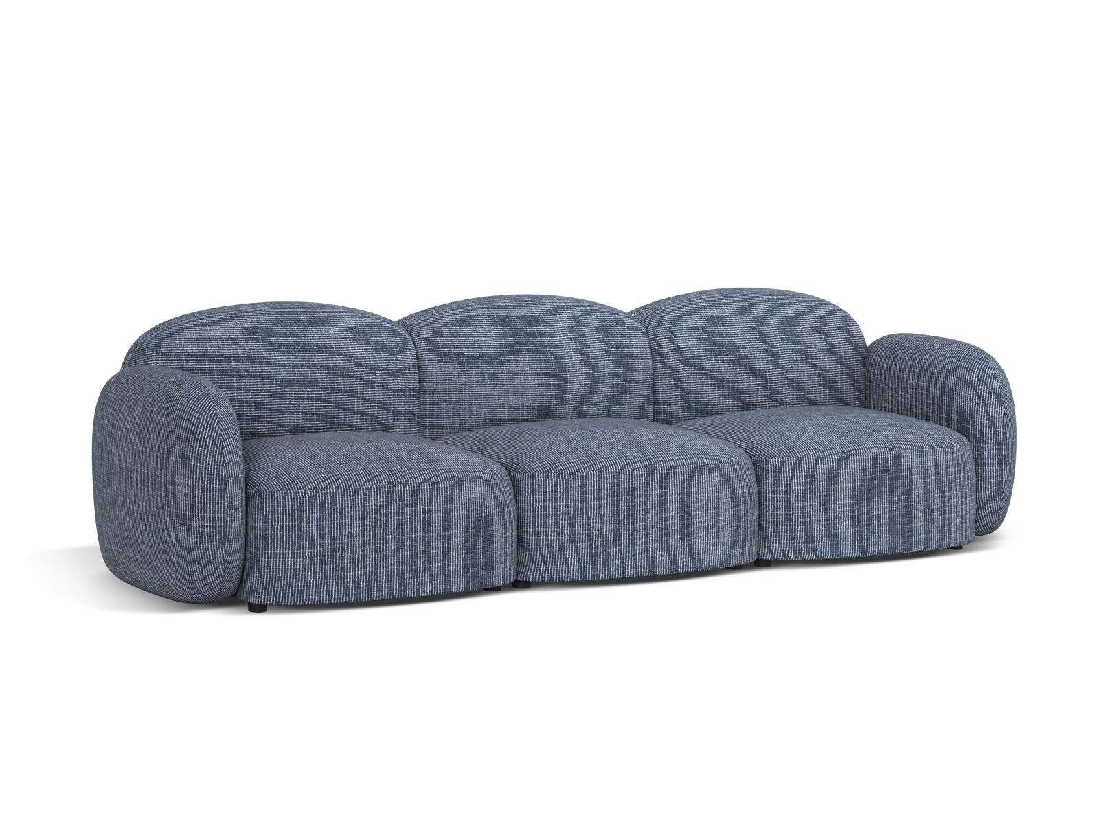 Elegantes 3-Sitzer Sofa Blair in stilvollem Blau-Melange, ideal für moderne Wohnräume, erhältlich bei KAQTU Design AG.