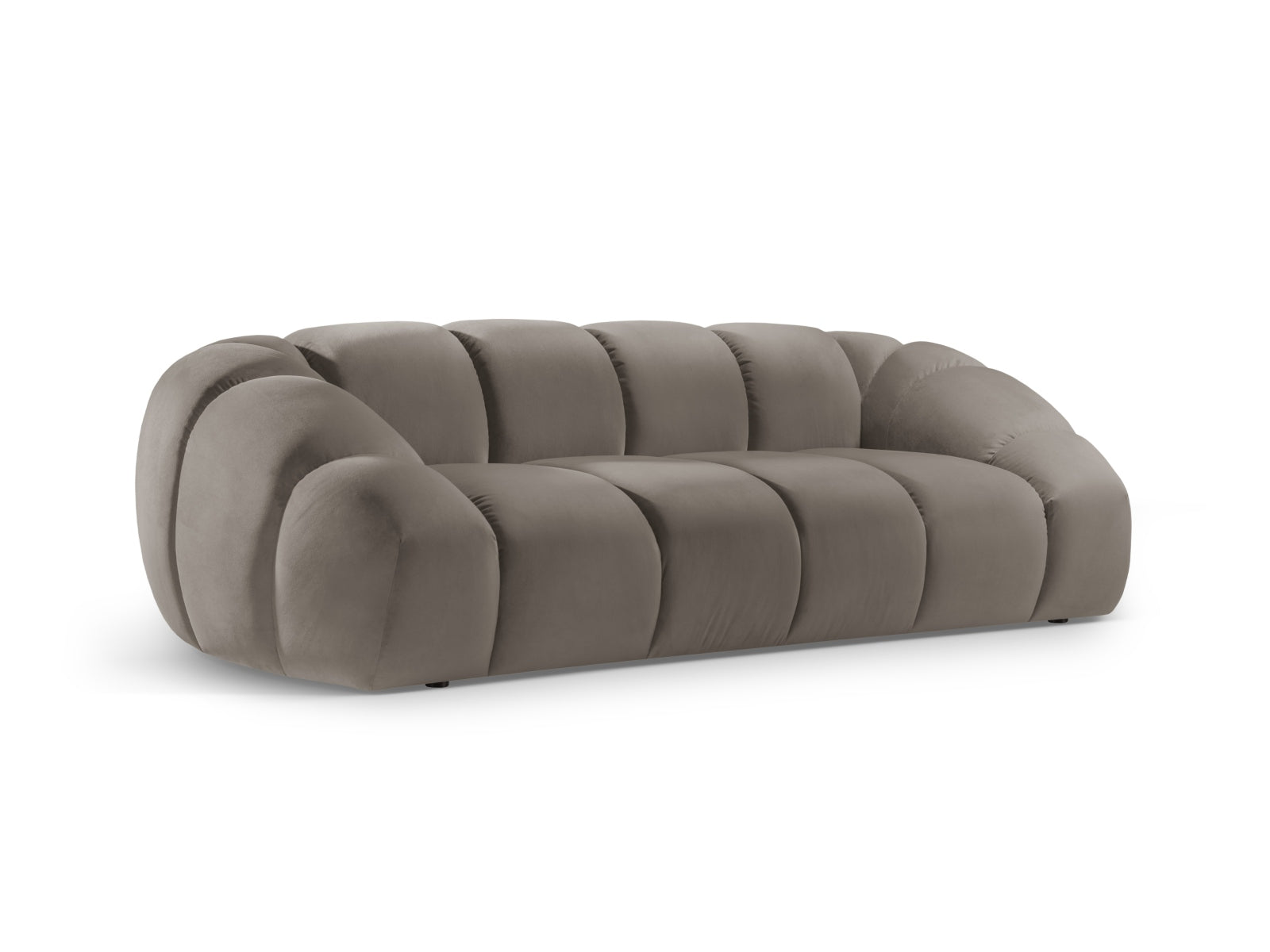 Elegantes Diana Velour Sofa in Grau-Braun, 3-Sitzer von Micadoni, ideal für stilvolle Wohnräume und gemütliche Abende.