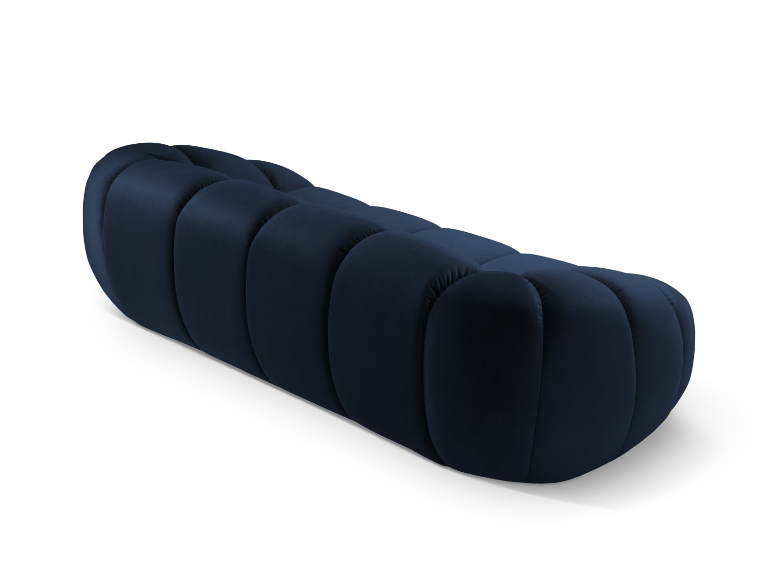 Luxuriöses 3-Sitzer Sofa im samtigen Velours in tiefem Royalblau, perfekt für moderne Wohnkonzepte und entspannte Stunden.