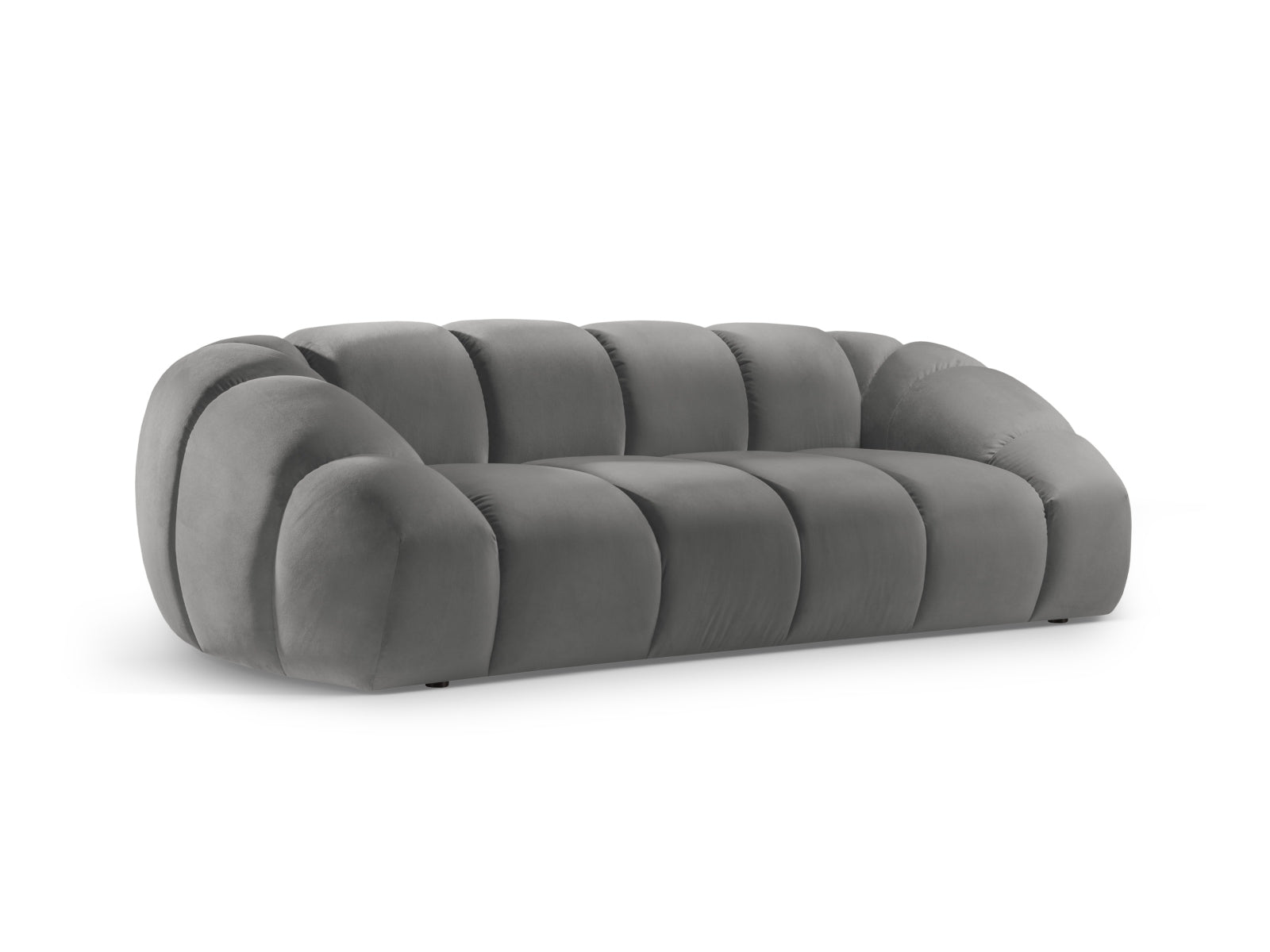 Elegantes Diana Velour Sofa in Grau, 3-Sitzer von Micadoni, ideal für stilvolle Wohnräume und gemütliche Abende.