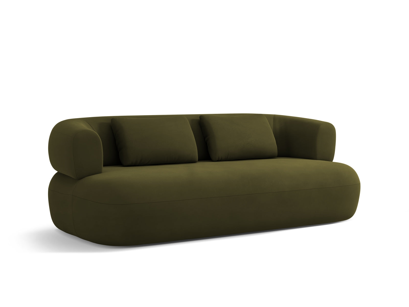 Luxuriöses Jenny Velour Sofa mit drei Sitzen, das Komfort und Stil vereint, ideal für entspannte Stunden im modernen Wohnambiente.