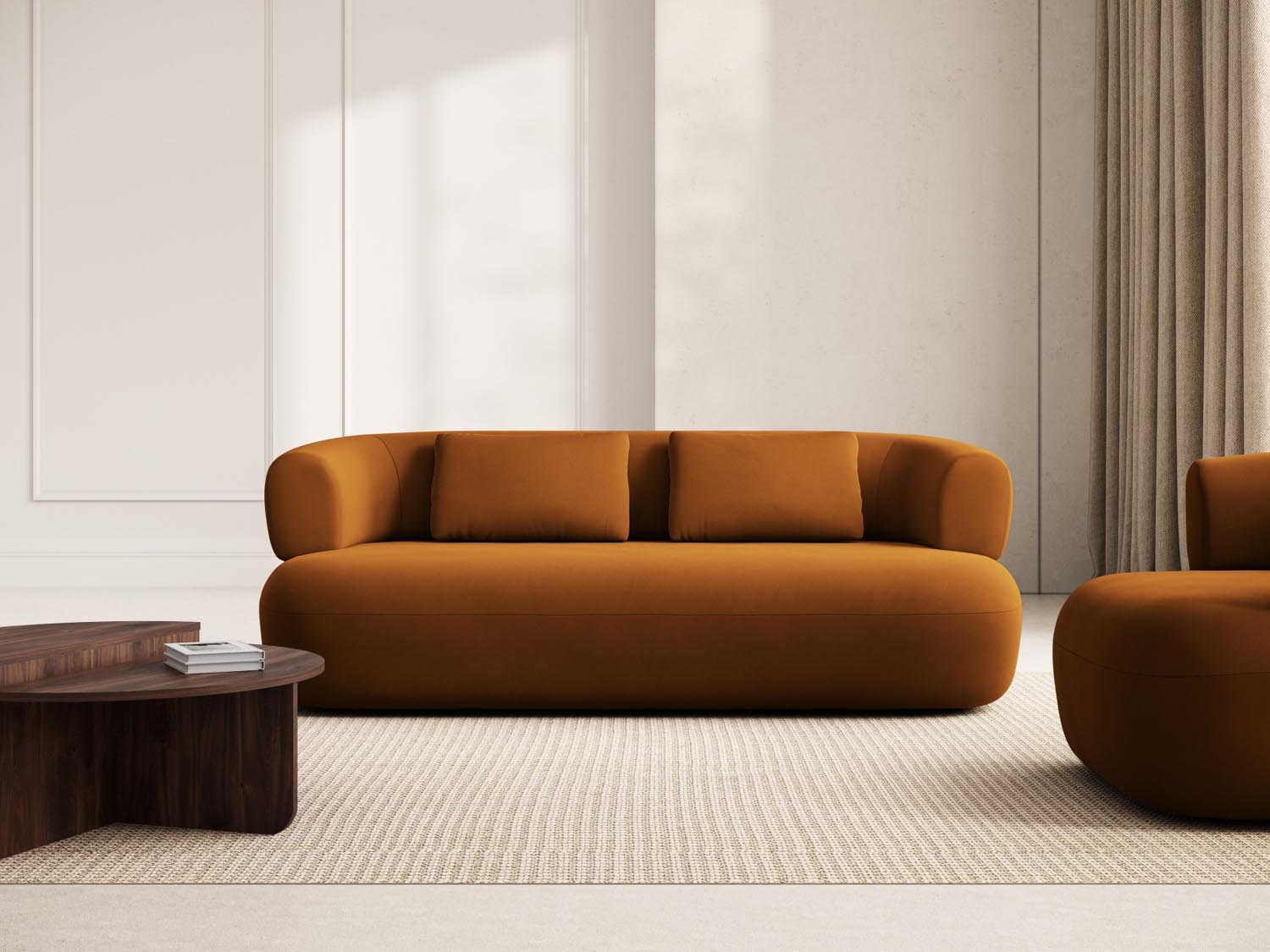 Jenny Velour Sofa 3 Sitzer in Pink-Salvador präsentiert im Onlineshop von KAQTU Design AG. 3er Sofa ist von Micadoni