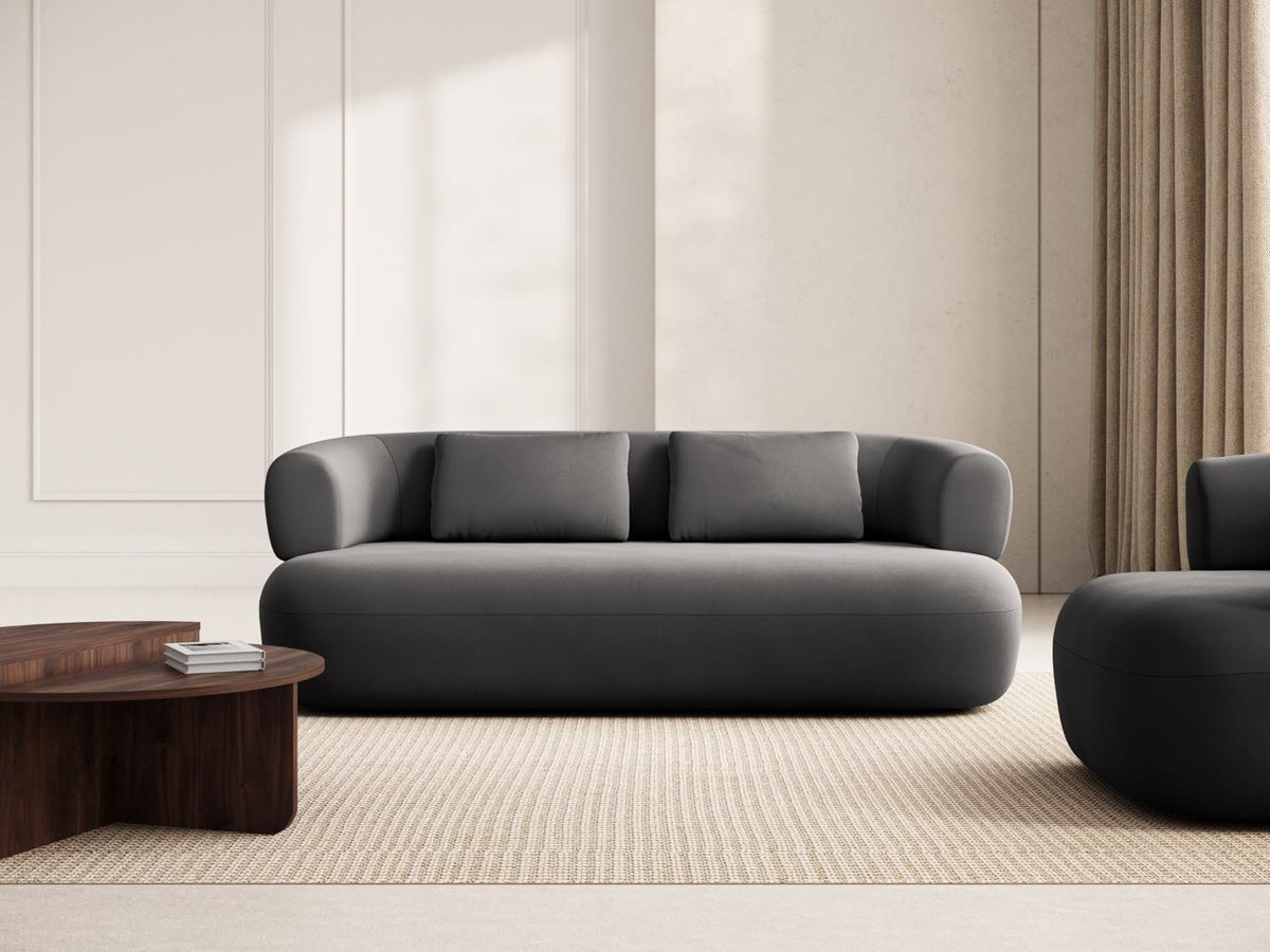 Jenny Velour Sofa 3 Sitzer in Dark Grey-Salvador präsentiert im Onlineshop von KAQTU Design AG. 3er Sofa ist von Micadoni