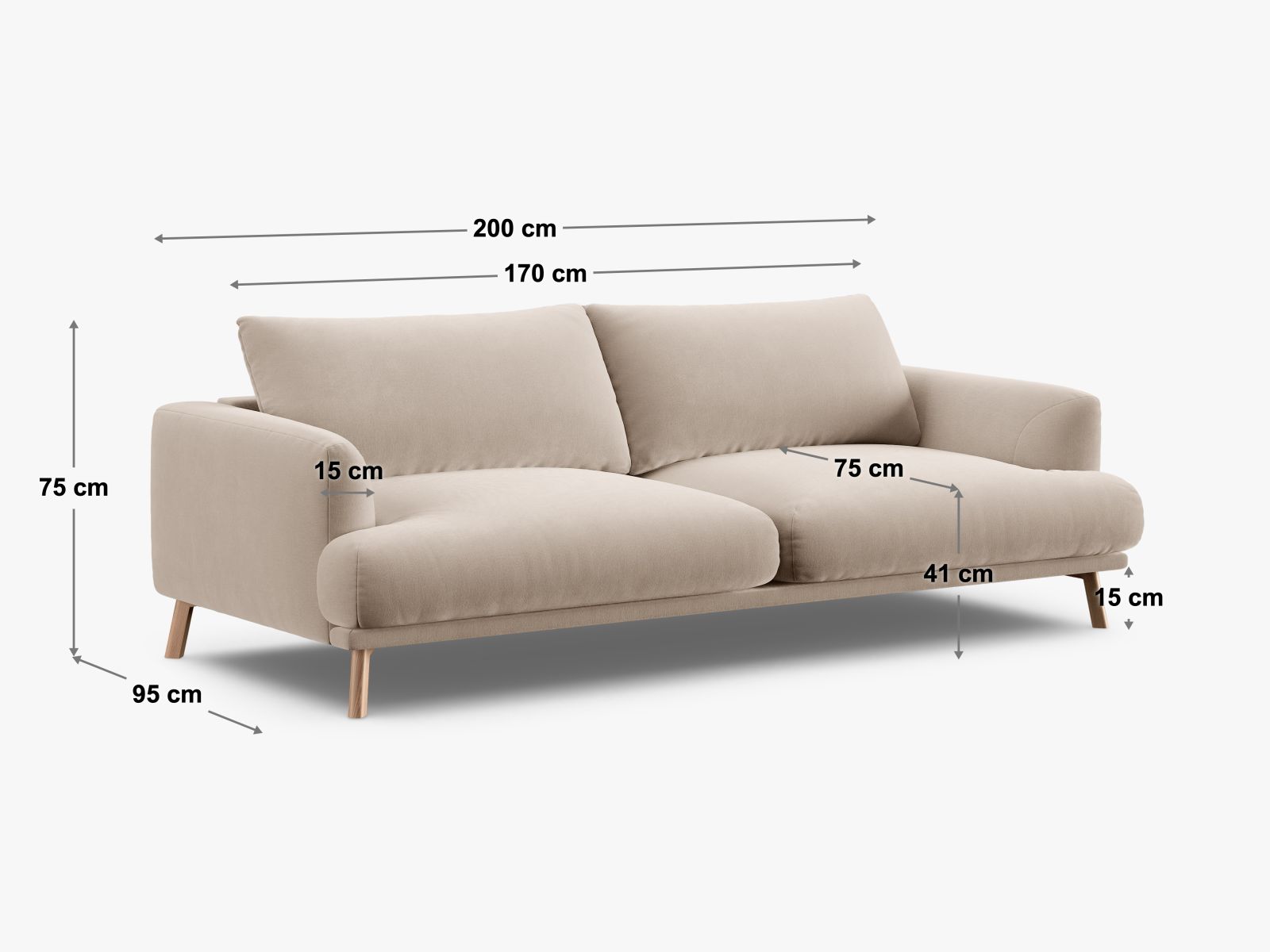 Gemütliches 3-Sitzer Sofa Naomi in zeitlosem Grau, perfekt für stilvolle Wohnzimmer, entworfen von Micadoni und angeboten von KAQTU Design AG.