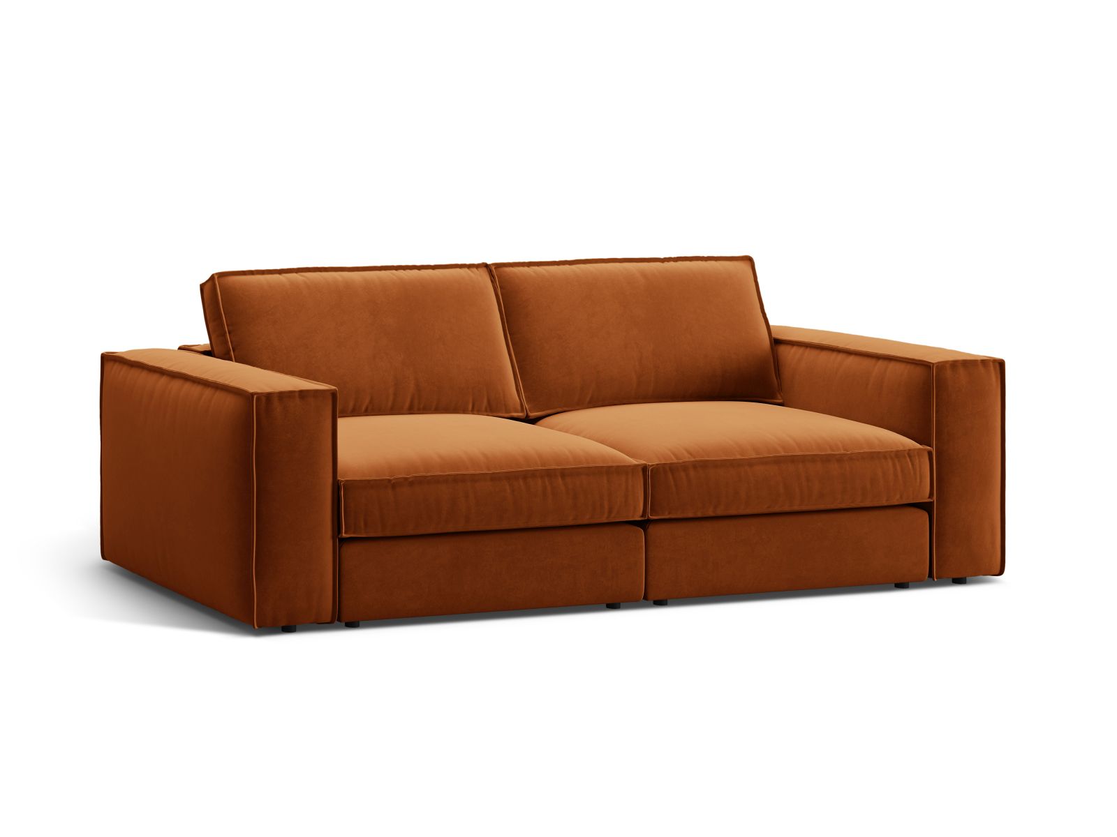 Elegantes 3-Sitzer Sofa Pola in warmem Terracotta, ideal für stilvolle Wohnräume. Modular und vielseitig einsetzbar.