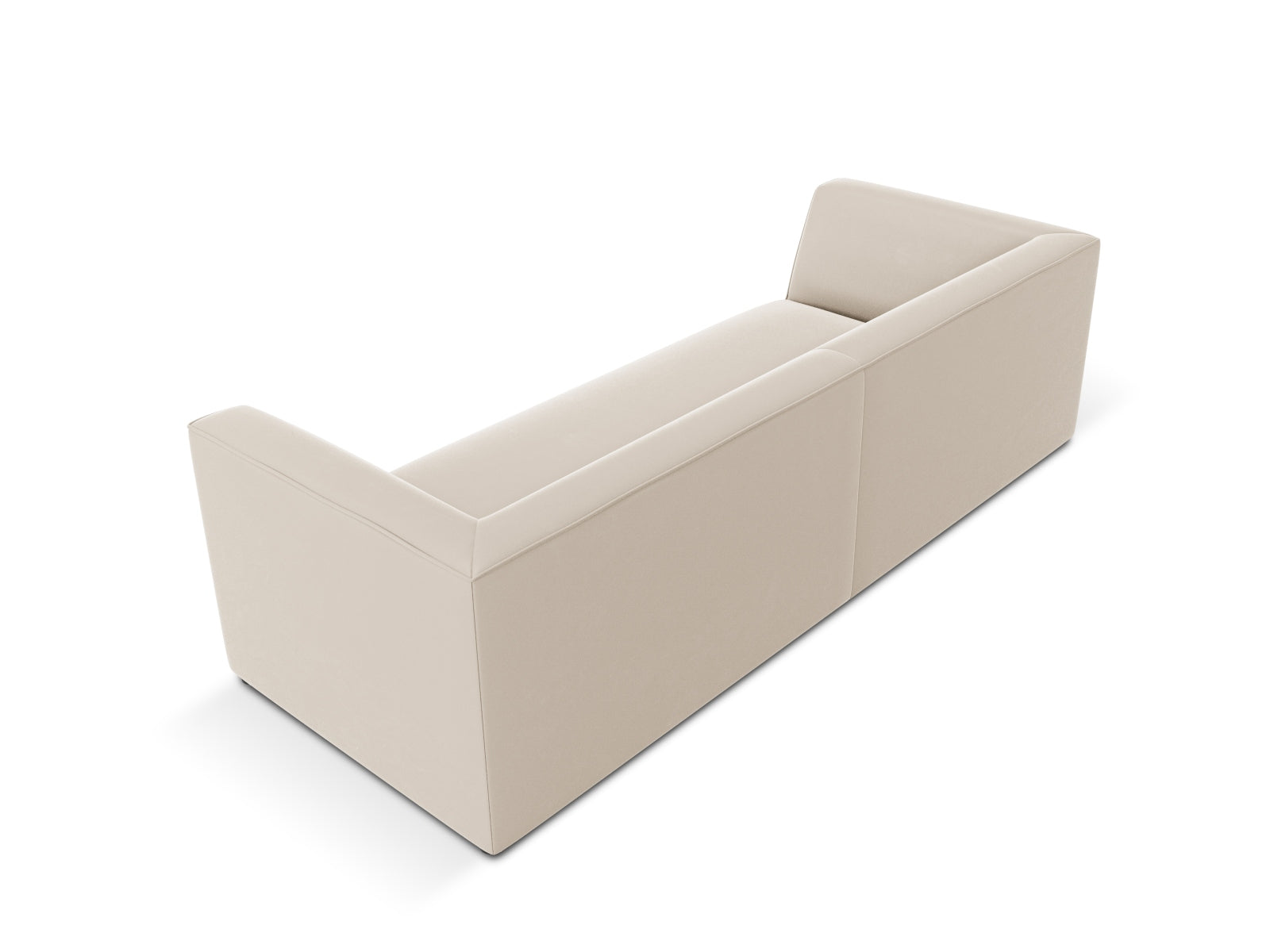 Elegantes 3-Sitzer Sofa in edlem Ruby Velours, sanfte beige Farbe, ideal für moderne Wohnräume. Hochwertige Verarbeitung von Micadoni.