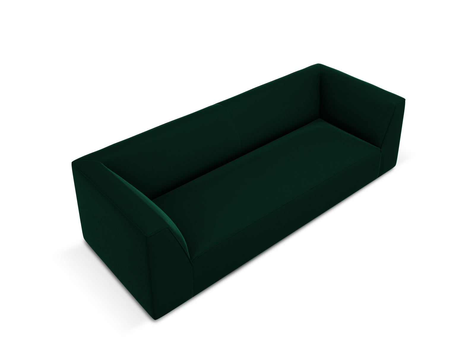 Luxuriöses 3-Sitzer Sofa aus Ruby Velours in sattem Rot, perfekt für moderne Wohnzimmer und entspannte Stunden mit Freunden.