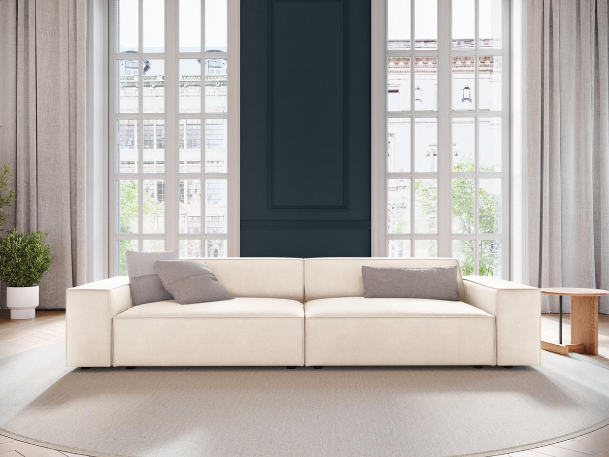Jodie Velour modulares Sofa 3 Sitzer in Light Beige-Bluvel präsentiert im Onlineshop von KAQTU Design AG. 3er Sofa ist von Micadoni
