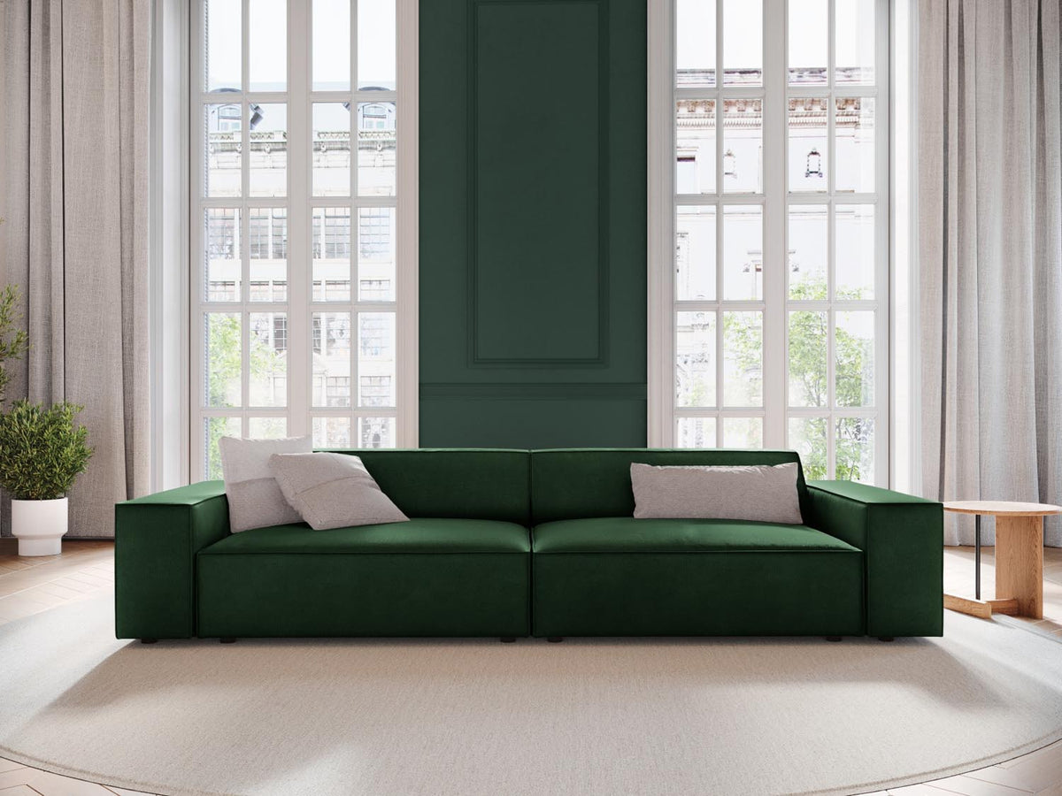 Jodie Velour modulares Sofa 3 Sitzer in Bottle Green-Bluvel präsentiert im Onlineshop von KAQTU Design AG. 3er Sofa ist von Micadoni