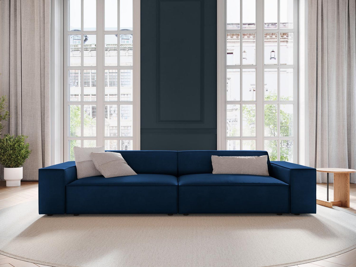 Jodie Velour modulares Sofa 3 Sitzer in Royal Blue-Bluvel präsentiert im Onlineshop von KAQTU Design AG. 3er Sofa ist von Micadoni