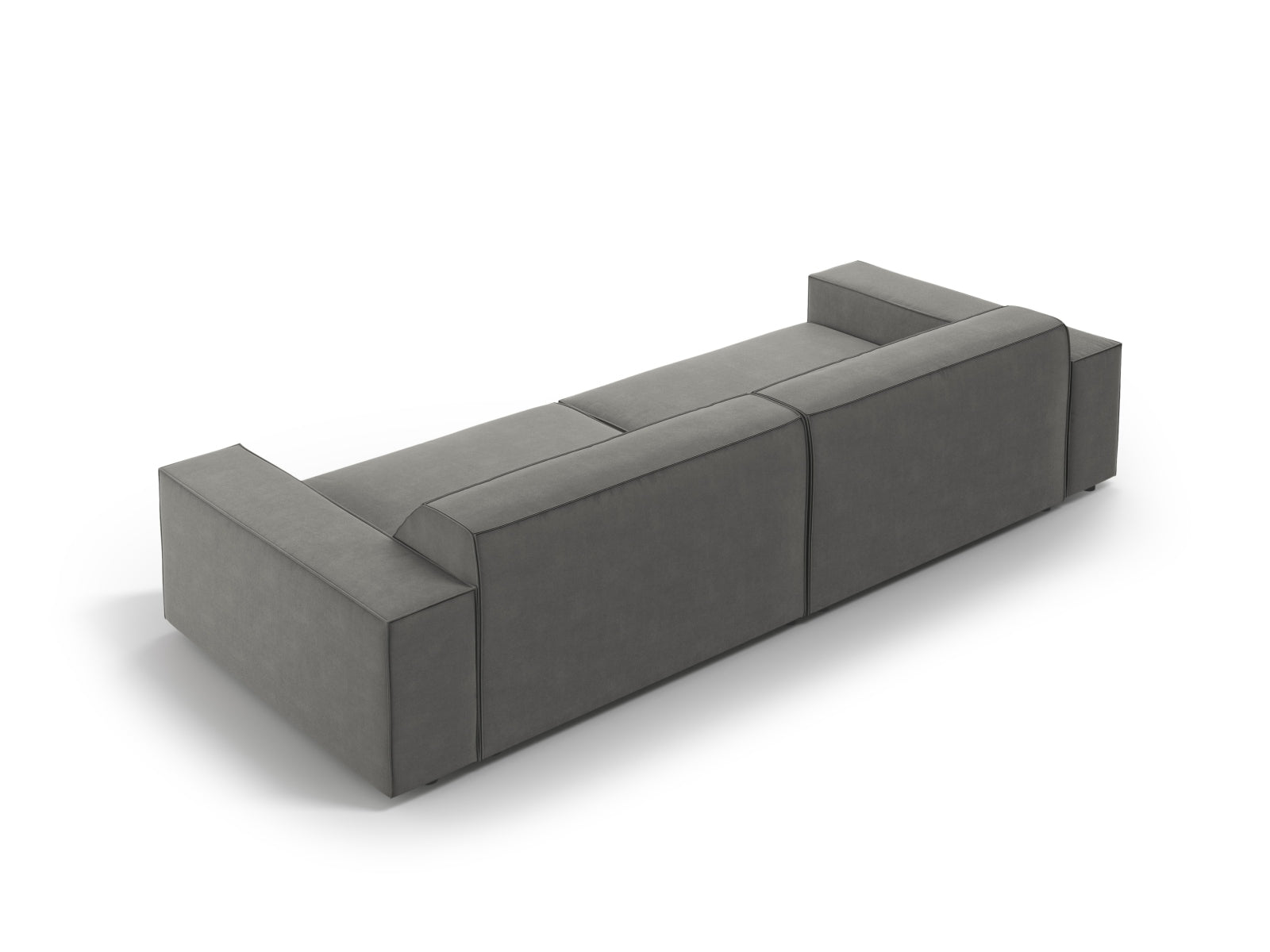 Modulares 3-Sitzer Sofa Jodie Velour in modernem Grau, perfekt für stilvolle Einrichtung und entspannte Stunden im Wohnzimmer.