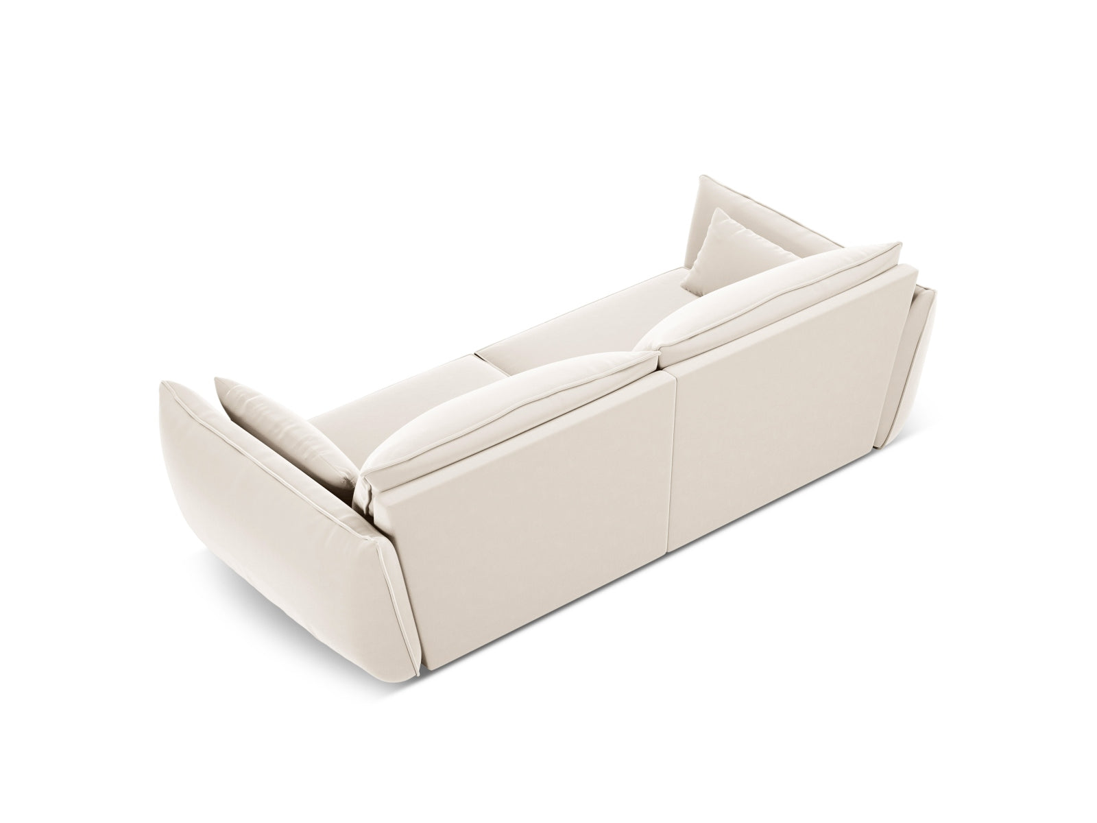 Modernes Kaelle 3-Sitzer Sofa in zartem Beige-Bluvel, perfekt für gemütliche und stilvolle Wohnzimmer. Hochwertige Materialien von Micadoni.