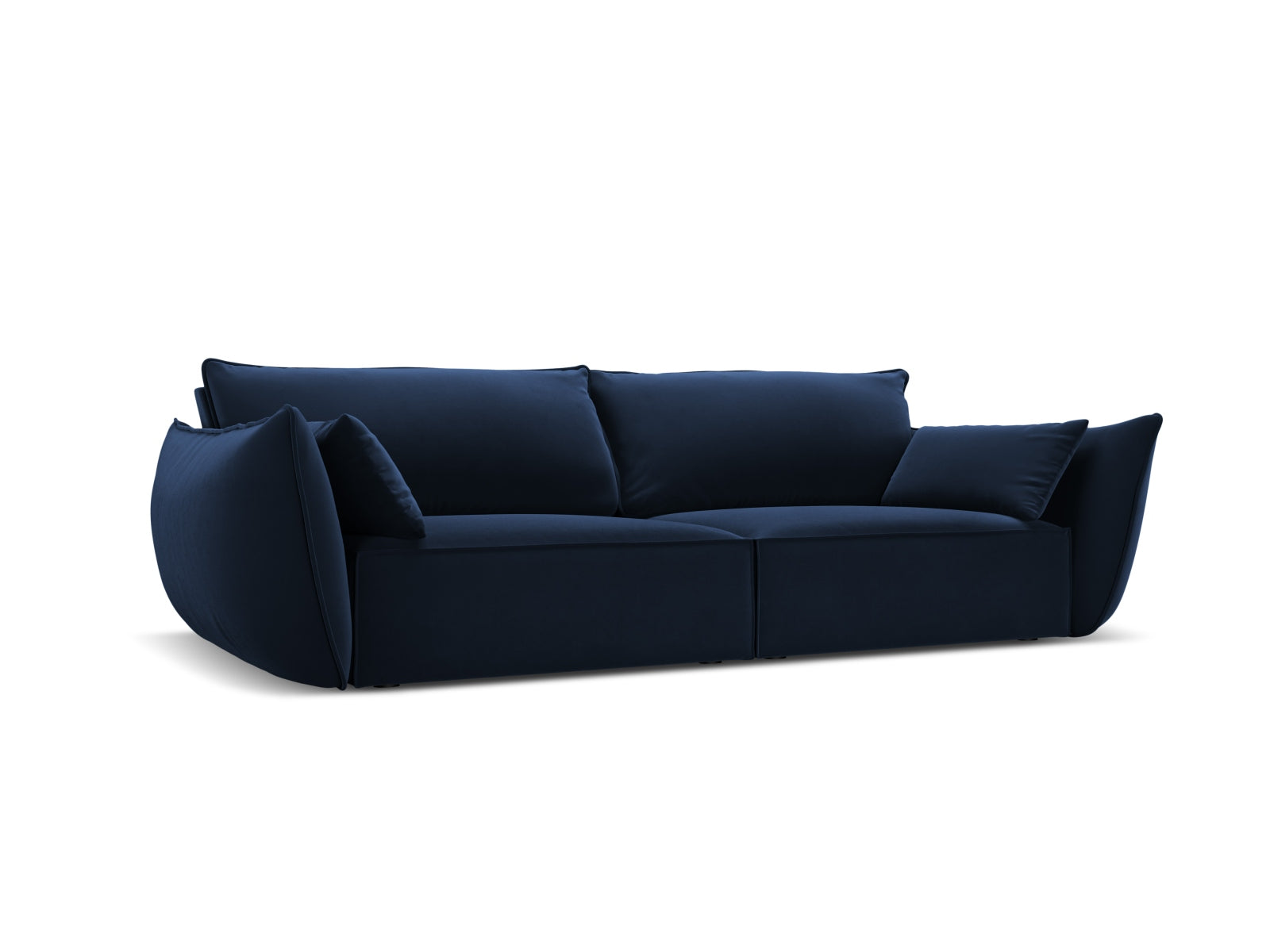 Elegantes Kaelle 3-Sitzer Sofa in Royal Blue-Bluvel, stilvoll und komfortabel, ideal für moderne Wohnräume.