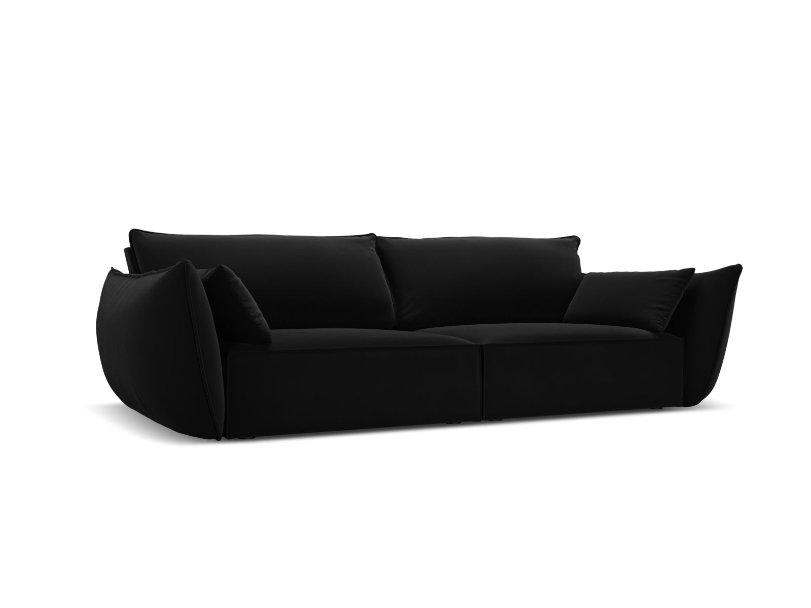 Elegantes Kaelle 3-Sitzer Sofa in Black-Bluvel, ideal für stilvolle Wohnräume, erhältlich bei KAQTU Design AG.