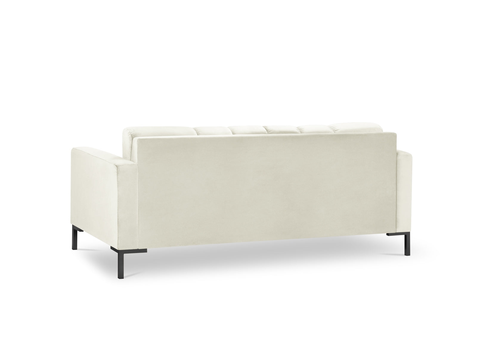 Elegantes 3-Sitzer Sofa Mamaia aus weichem Velours, kombiniert Beige und Schwarz für ein modernes Ambiente und hohen Komfort.