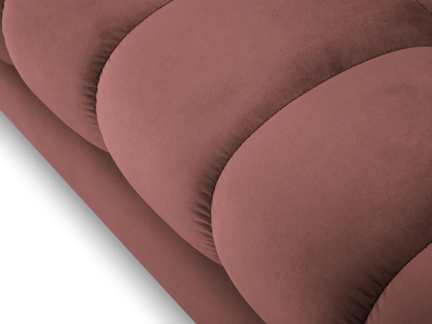 Stilvolles 3-Sitzer Sofa Mamaia von Micadoni, gefertigt aus weichem Velours in zartem Rosa und elegantem Schwarz, ideal für moderne Wohnkonzepte.