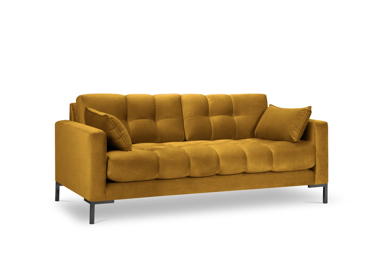 Mamaia Velour Sofa 3 Sitzer in Yellow/Schwarz-Bluvel präsentiert im Onlineshop von KAQTU Design AG. 3er Sofa ist von Micadoni
