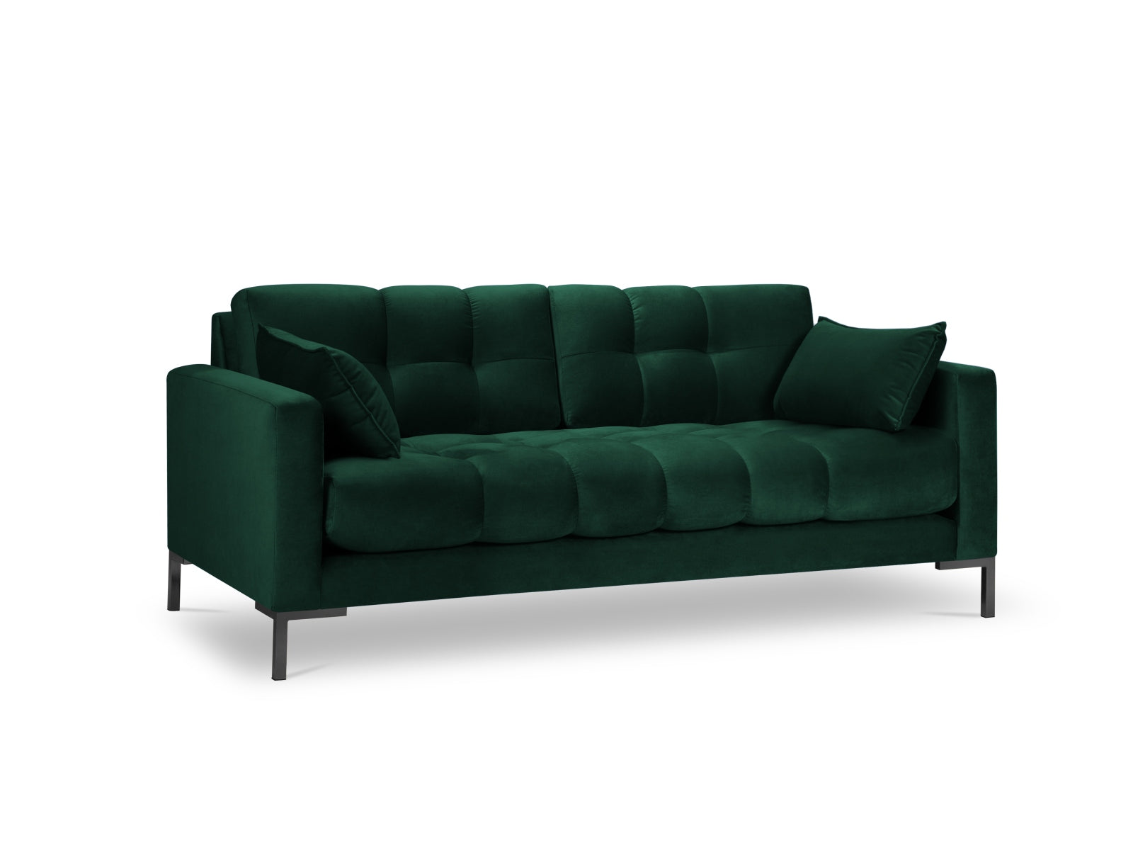 Mamaia Velour Sofa 3 Sitzer in Bottle Green/Schwarz-Bluvel präsentiert im Onlineshop von KAQTU Design AG. 3er Sofa ist von Micadoni