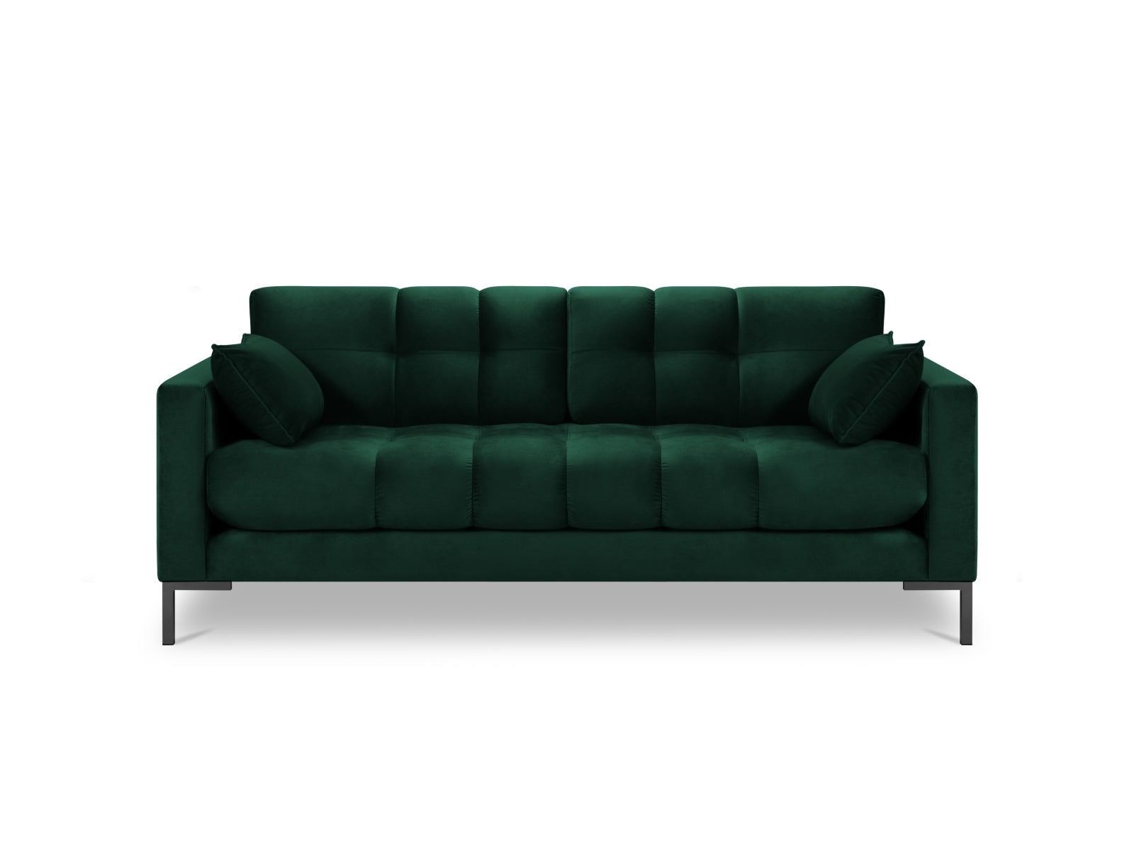 Stilvolles 3-Sitzer Sofa Mamaia aus Velours in edlem Flaschengrün, perfekt für moderne Wohnkonzepte und gemütliche Abende.