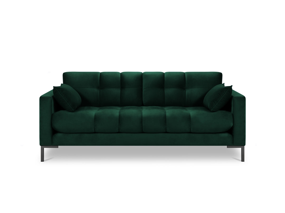 Mamaia Velour Sofa 3 Sitzer in Bottle Green/Schwarz-Bluvel präsentiert im Onlineshop von KAQTU Design AG. 3er Sofa ist von Micadoni