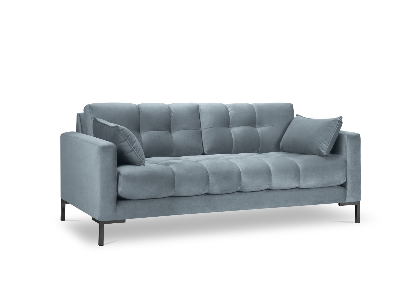 Mamaia Velour Sofa 3 Sitzer in Light Blue/Schwarz-Bluvel präsentiert im Onlineshop von KAQTU Design AG. 3er Sofa ist von Micadoni