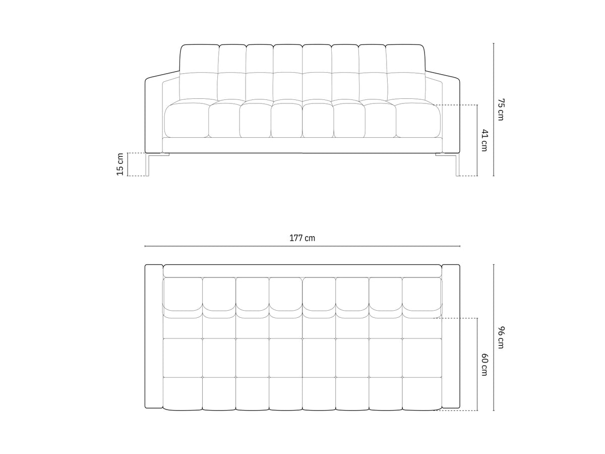 Mamaia Velour Sofa 3 Sitzer in Silver/Schwarz-Bluvel präsentiert im Onlineshop von KAQTU Design AG. 3er Sofa ist von Micadoni