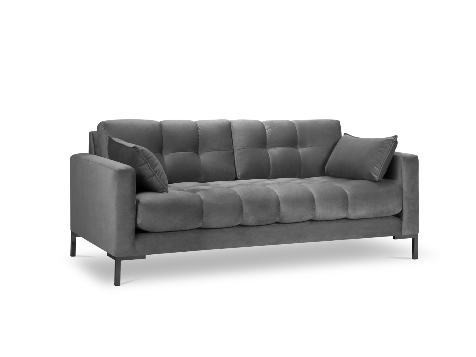 Mamaia Velour Sofa 3 Sitzer in Light Grey/Schwarz-Bluvel präsentiert im Onlineshop von KAQTU Design AG. 3er Sofa ist von Micadoni