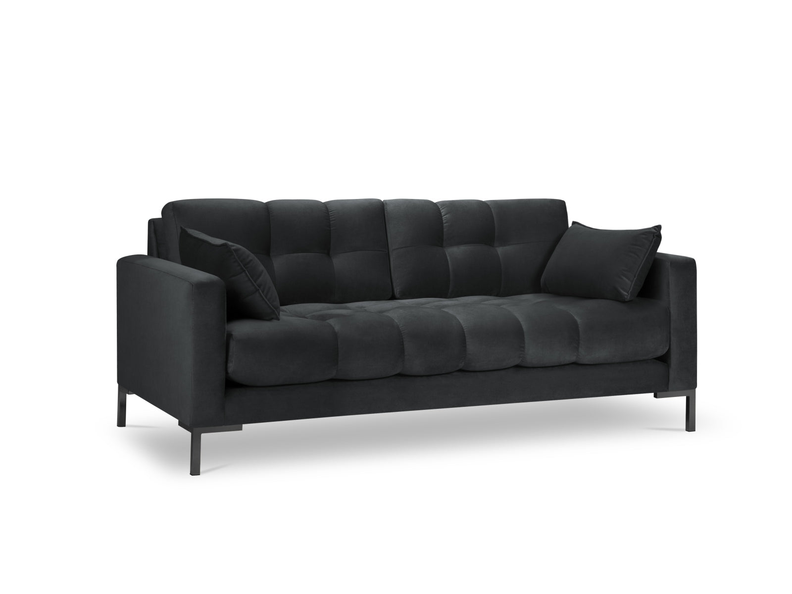 Mamaia Velour Sofa 3 Sitzer in Dark Grey/Schwarz-Bluvel präsentiert im Onlineshop von KAQTU Design AG. 3er Sofa ist von Micadoni