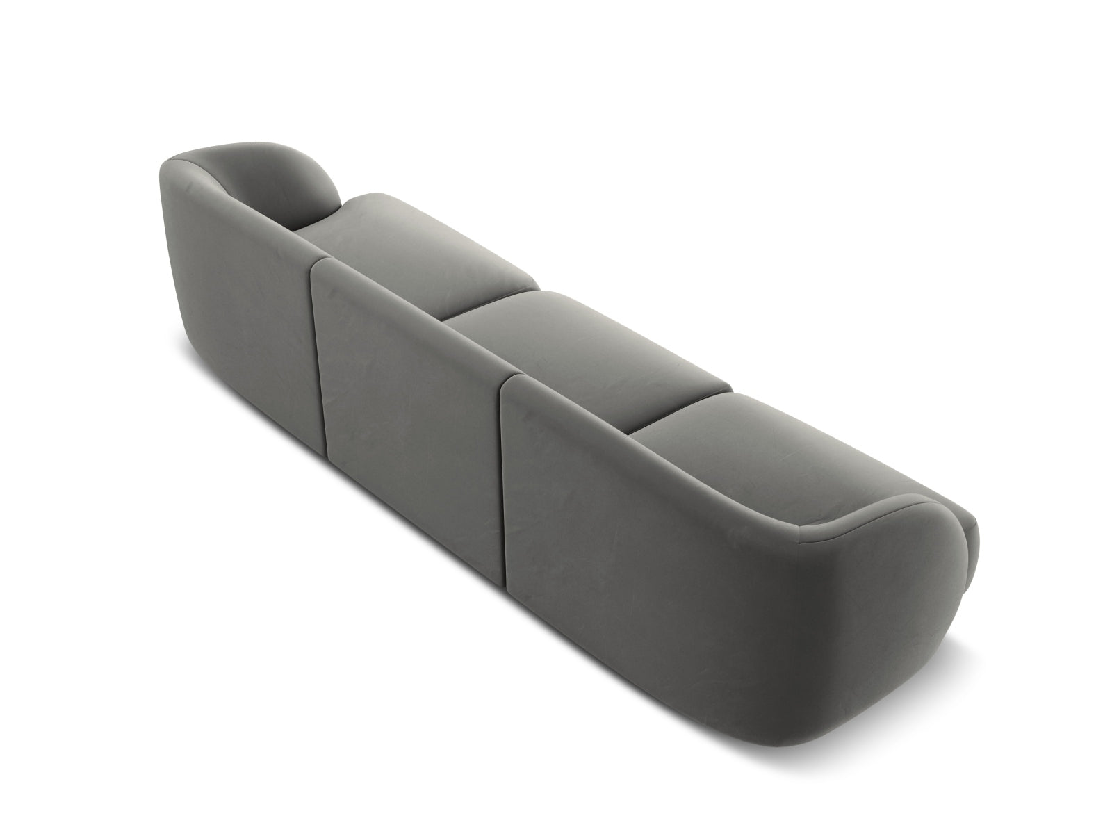 Elegantes 3-Sitzer Velours Sofa Miley in zartem Grau-Blau, ideal für stilvolle Wohnräume und entspannte Stunden.