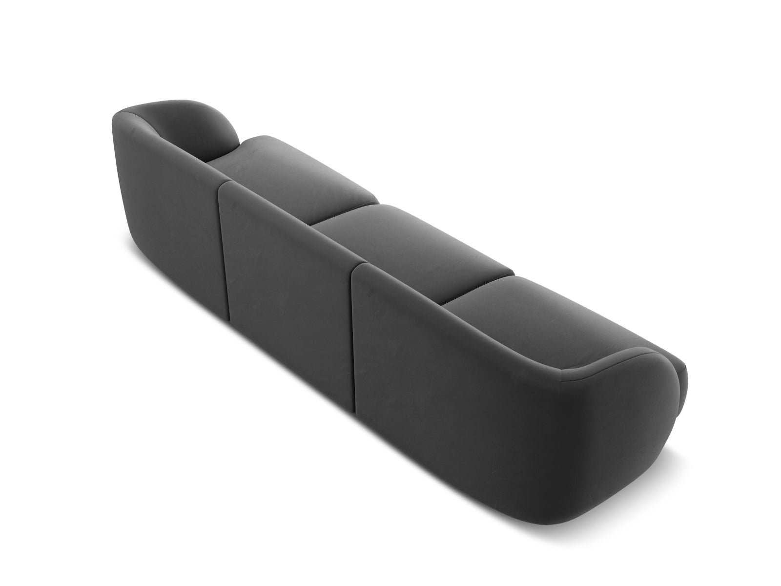 Elegantes 3-Sitzer-Sofa Miley aus weichem Velours in einem ansprechenden Grau-Blau, ideal für stilvolle Wohnräume und entspannte Stunden.