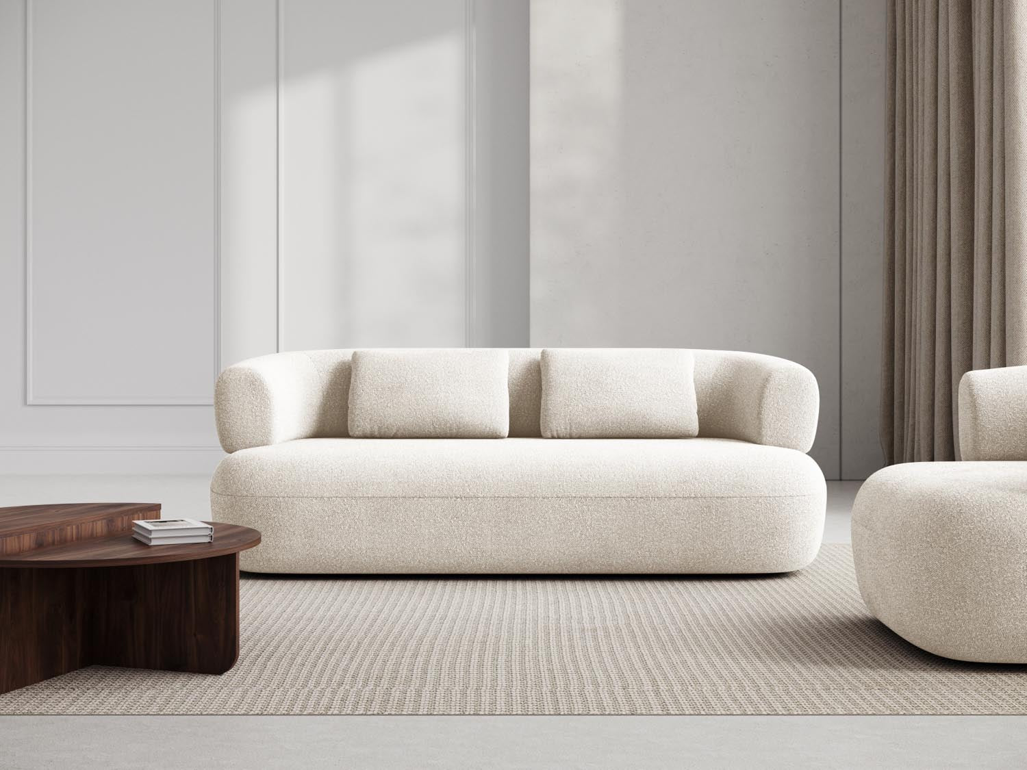 Entdecken Sie das stilvolle Jenny Boucle Sofa 3 Sitzer von Micadoni – ideal für Komfort und Eleganz in jedem Raum.
