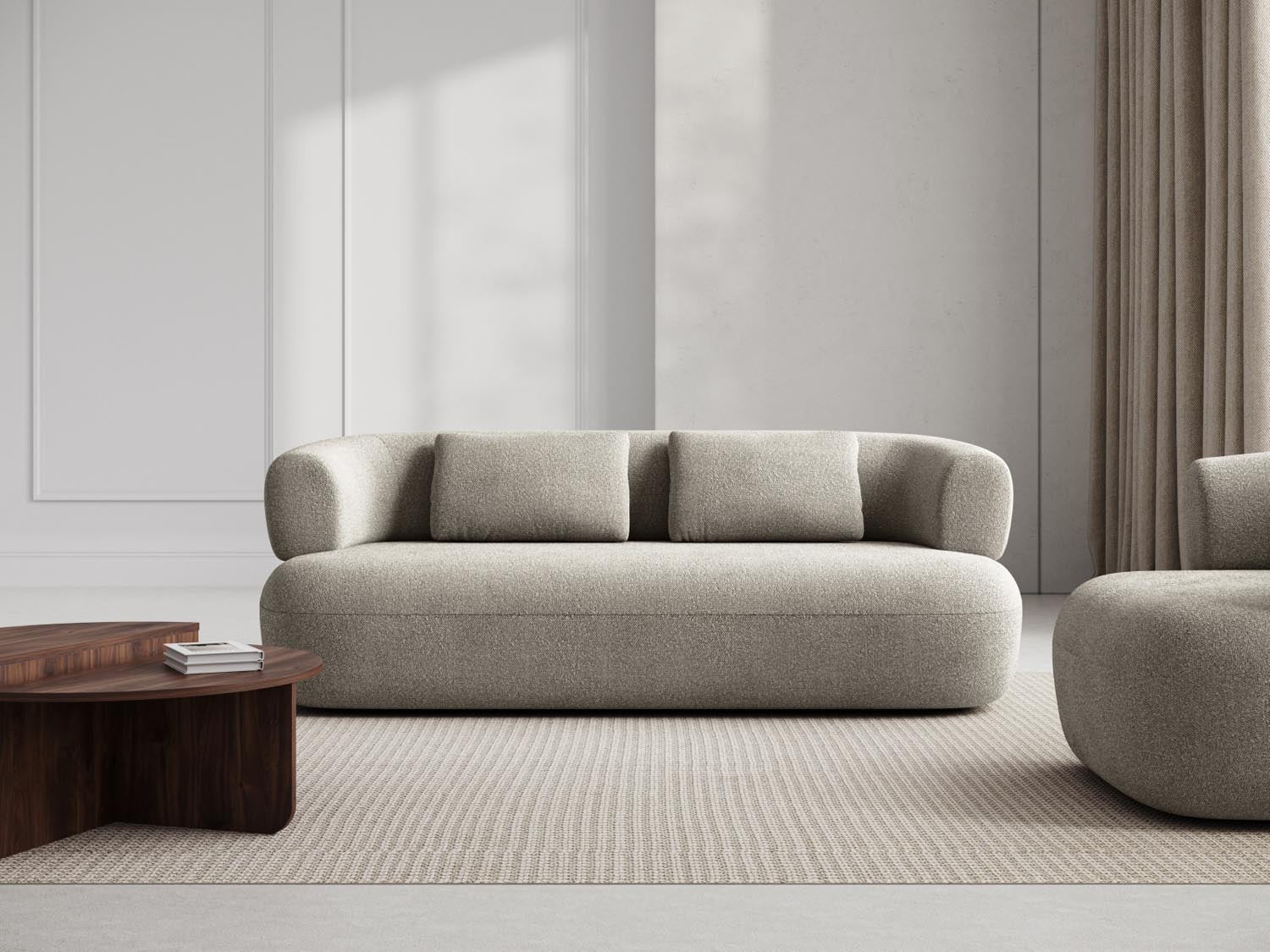 Entdecken Sie das stilvolle Jenny Boucle Sofa 3 Sitzer von Micadoni – ideal für Komfort und Eleganz in jedem Raum.