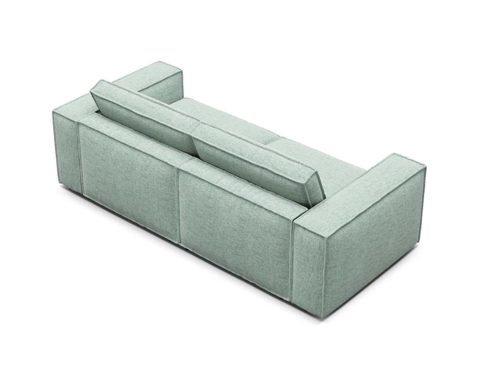 Elegantes 3-Sitzer Sofa Pola in zartem Mintgrün, ideal für moderne Wohnräume und anpassbare Sitzlösungen.