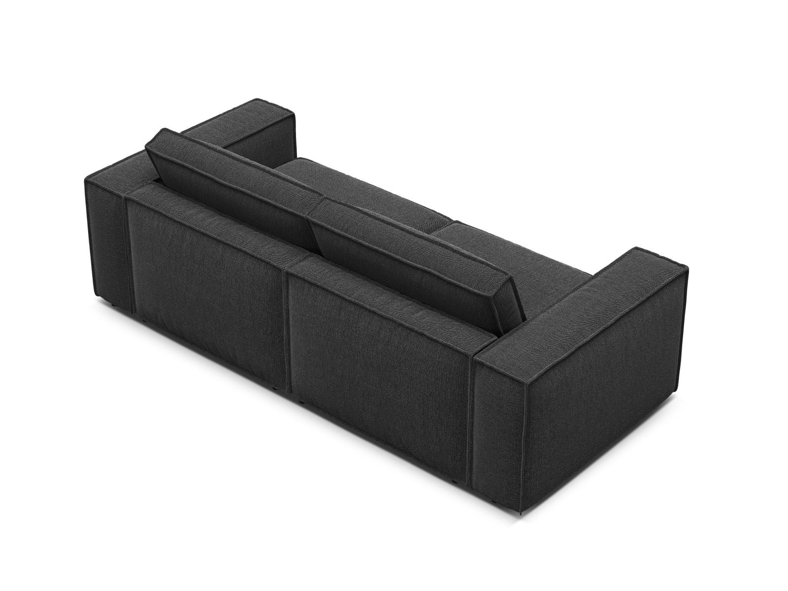 Elegantes 3-Sitzer Sofa Pola in klassischem Schwarz, ideal für moderne Wohnräume und flexible Gestaltungsmöglichkeiten.