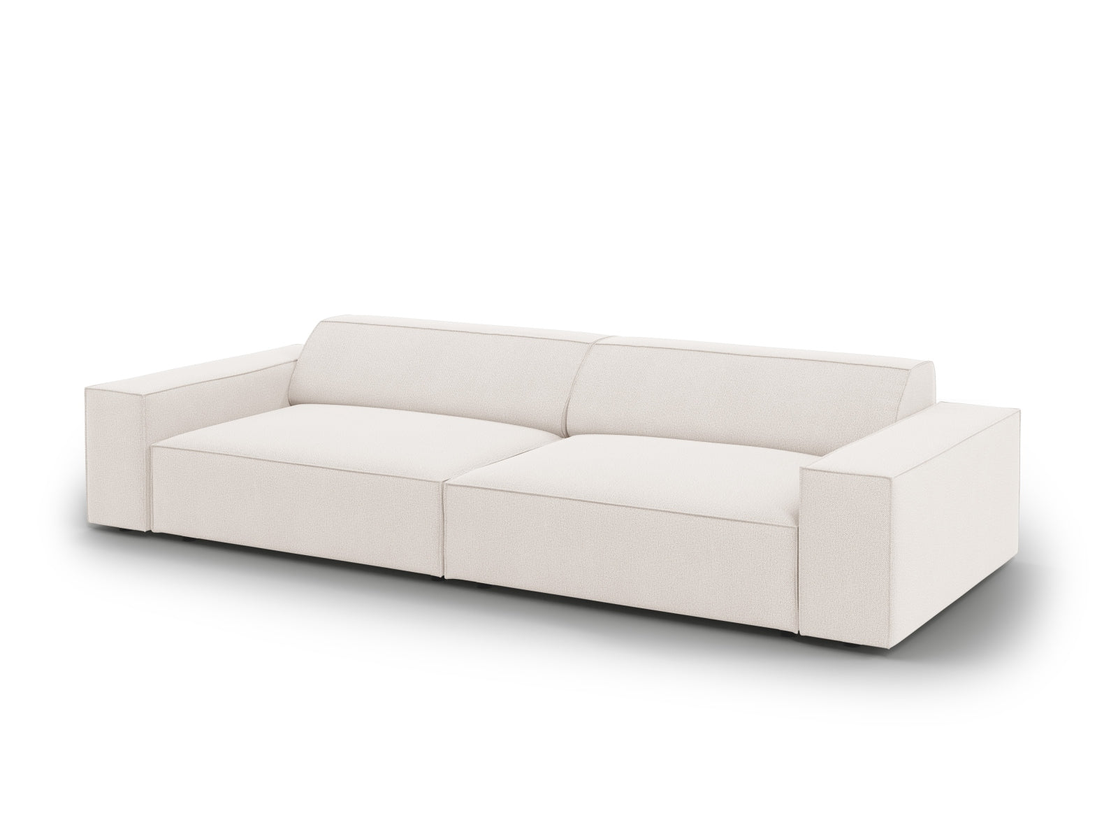 Elegantes 3-Sitzer Sofa Jodie in zartem Beige, ideal für moderne Wohnräume, von Micadoni in einem geschmackvollen Setting inszeniert.