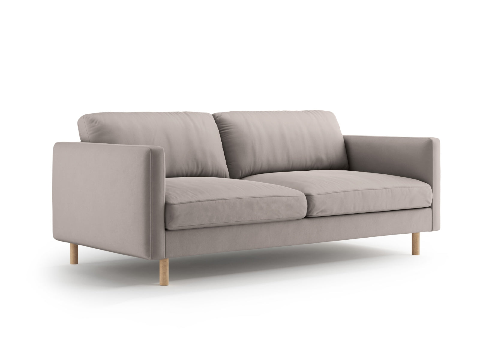 Elegantes Eden Velour Sofa für 3 Personen in warmem Grau, stilvoll und komfortabel, ideal für jedes Wohnzimmer.