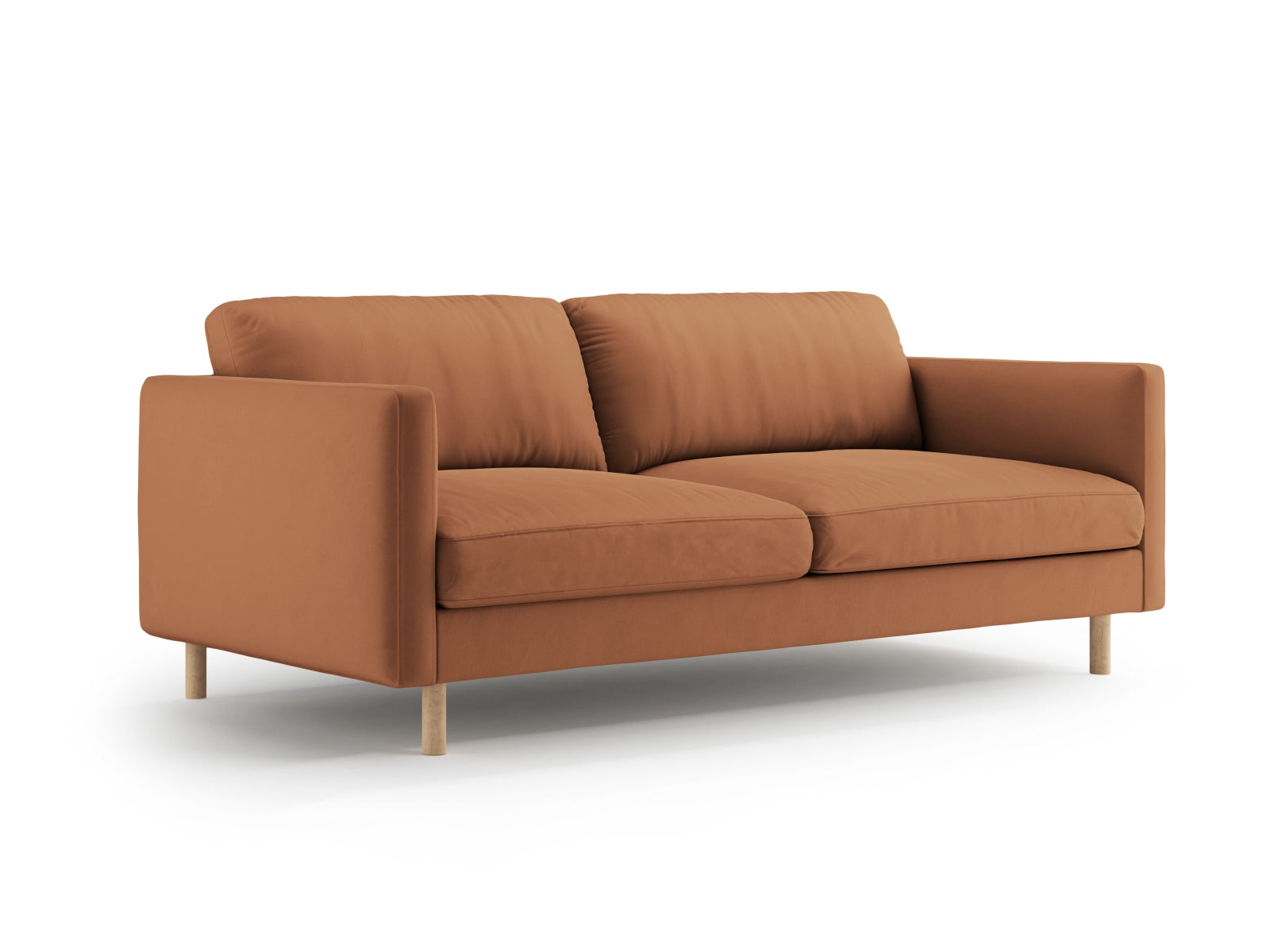 Elegantes Eden Velour Sofa für 3 Personen in der Farbe Honey-Paris, stilvoll und komfortabel, ideal für jedes Wohnzimmer.