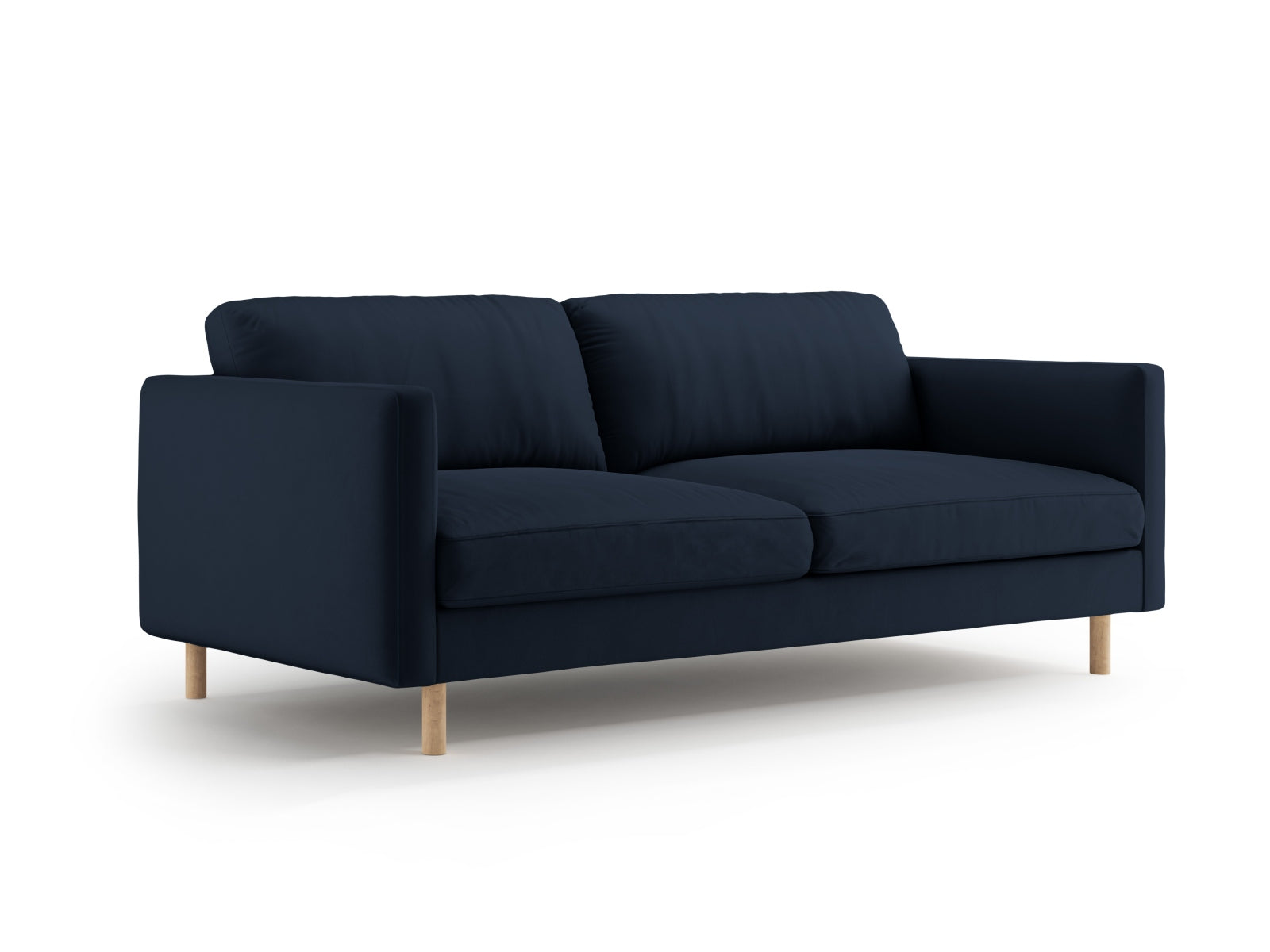 Elegantes Eden Velour Sofa in Dunkelblau, 3-Sitzer von Micadoni, ideal für stilvolle Wohnräume und gemütliche Abende.