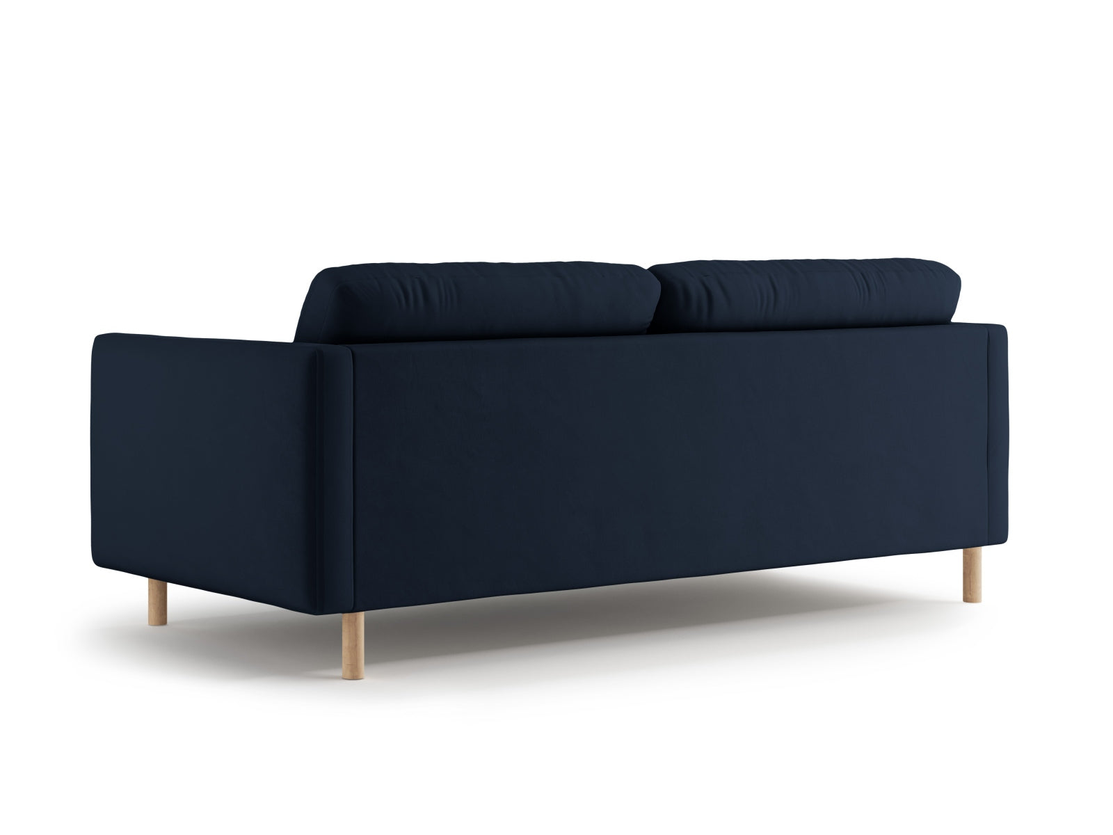 Luxuriöses 3-Sitzer Sofa Eden aus Velours in tiefem Blau, perfekt für moderne Wohnzimmer und entspannte Stunden.