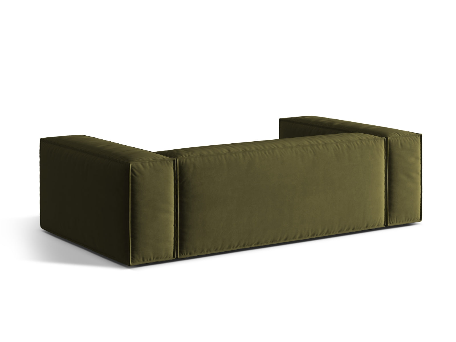 Stilvolles 3-Sitzer Velour Sofa "Nuria" in edlem Moosgrün, perfekt für zeitgemäße Einrichtungen und entspannte Stunden.