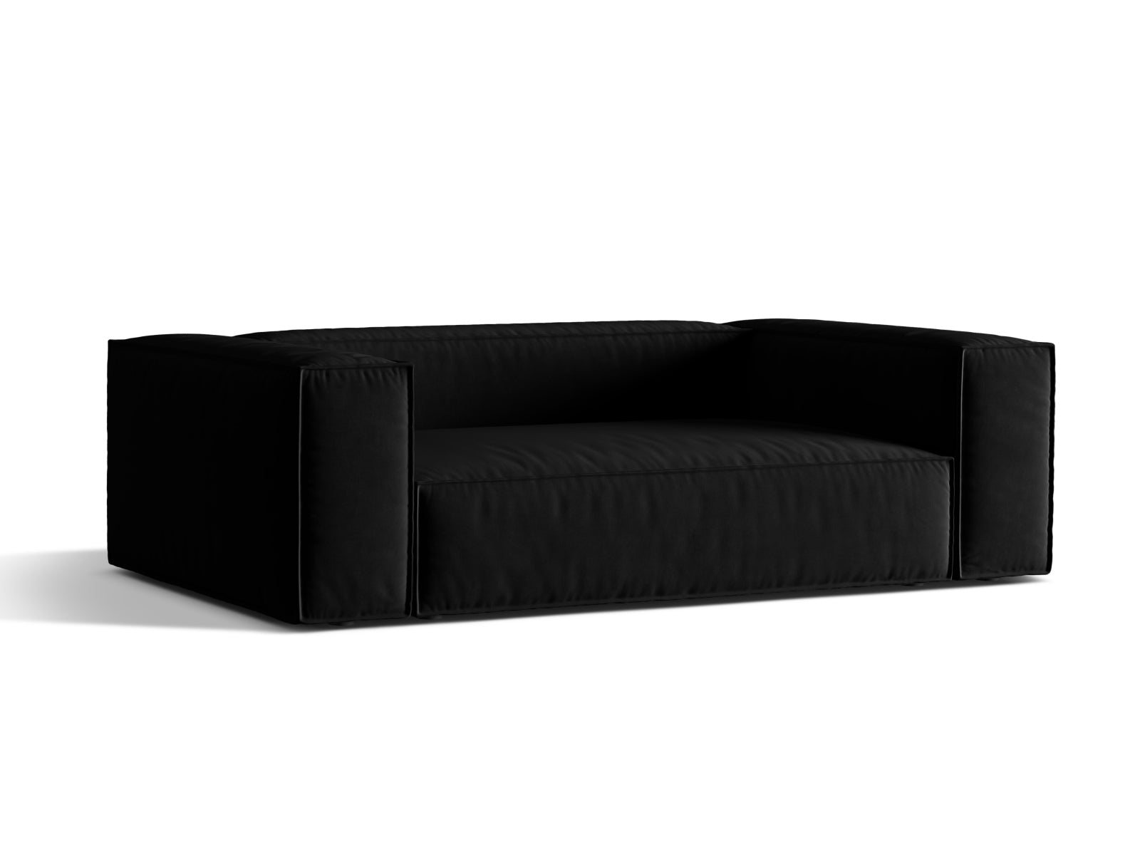 Elegantes Nuria Velour Sofa in Schwarz, 3-Sitzer von Micadoni, ideal für stilvolle Wohnräume und gemütliche Abende.