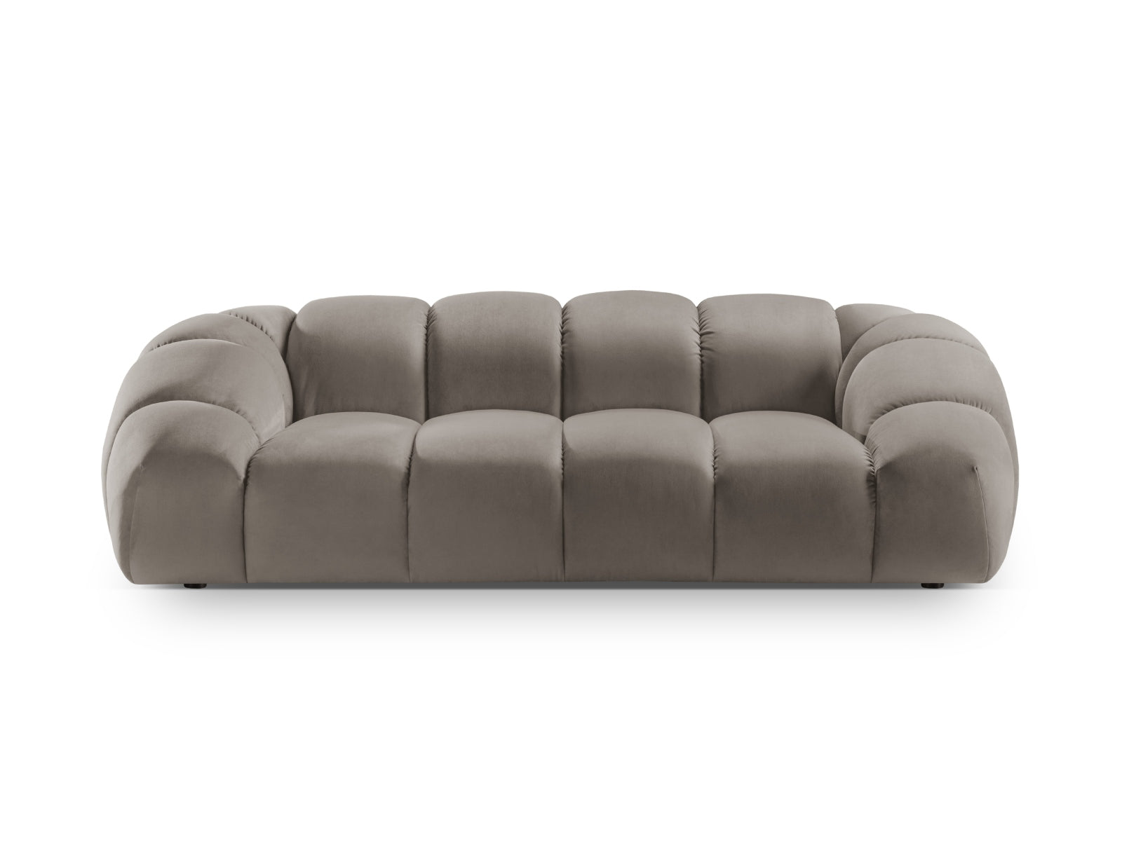 Elegantes 3-Sitzer Sofa Diana aus weichem Velours in harmonischen Grau-Braun-Nuancen, ideal für gemütliche Abende und stilvolle Einrichtung.