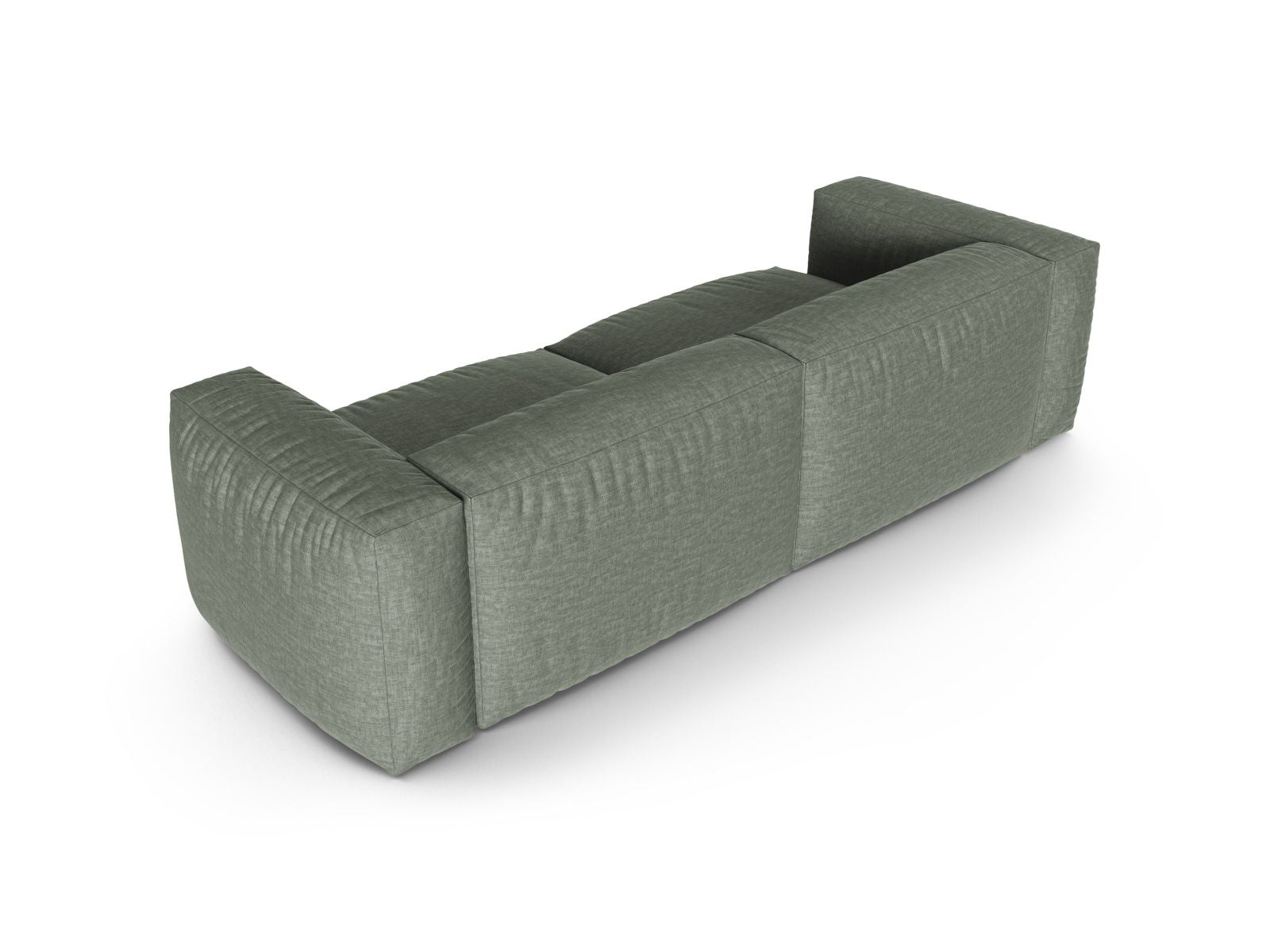 Elegantes XL 3-Sitzer Sofa Martina in stilvollem Moosgrün, ideal für stilvolle Wohnräume und entspannte Stunden mit Freunden.