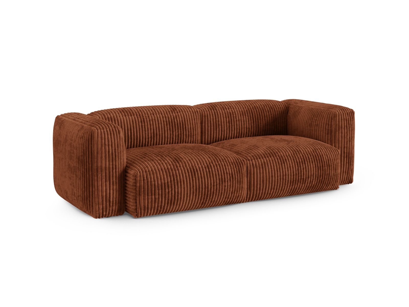 Elegantes 3-Sitzer Sofa XL Martina in warmem Ziegelrot, ideal für stilvolle Wohnräume, erhältlich bei KAQTU Design AG.