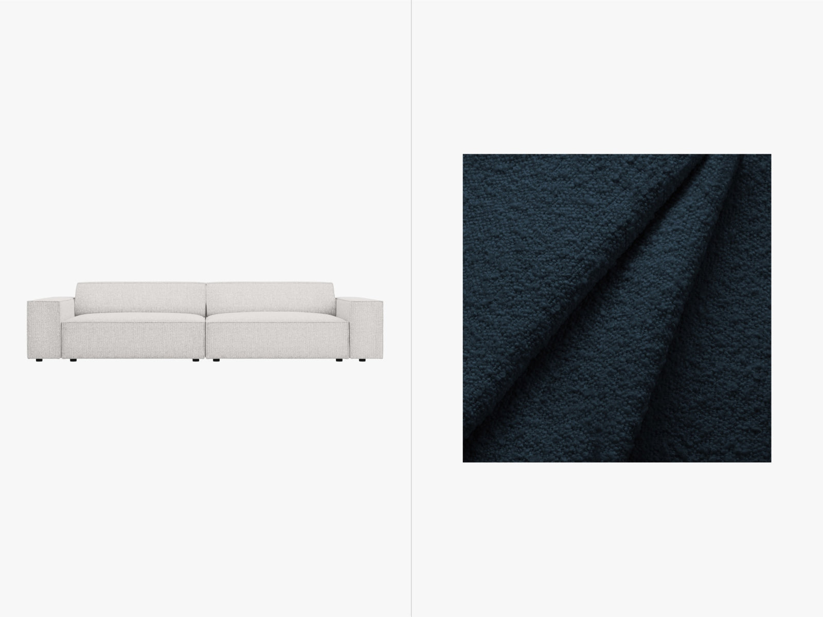 Modulares 4-Sitzer Sofa "Jodie" in hochwertigem Boucle-Stoff von Micadoni, perfekt für modernes Wohndesign und gemütliche Zusammenkünfte.