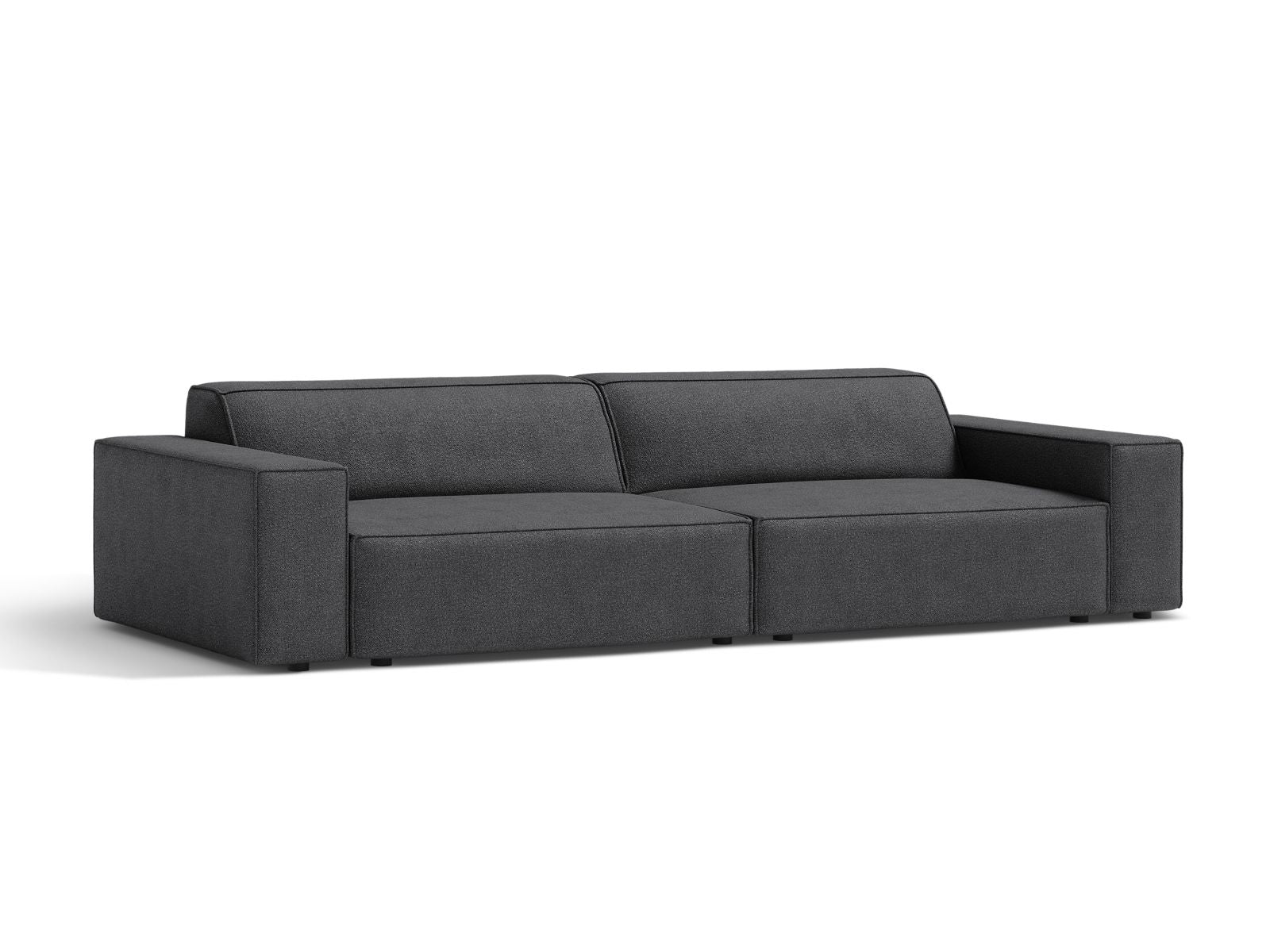 Elegantes Jodie Boucle 4-Sitzer Sofa in Dunkelgrau, ideal für stilvolle Wohnräume, präsentiert von Micadoni.