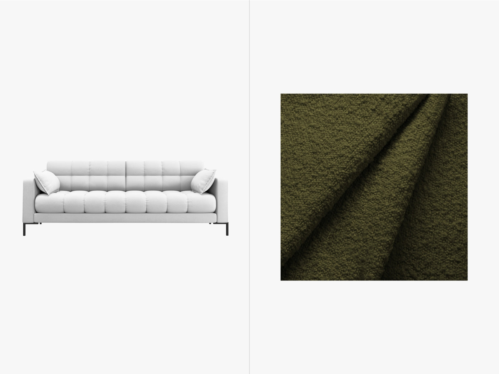 Mamaia Sofa 4 Sitzer in Dark Olive Green/Schwarz-Baloo präsentiert im Onlineshop von KAQTU Design AG. 4er Sofa ist von Micadoni