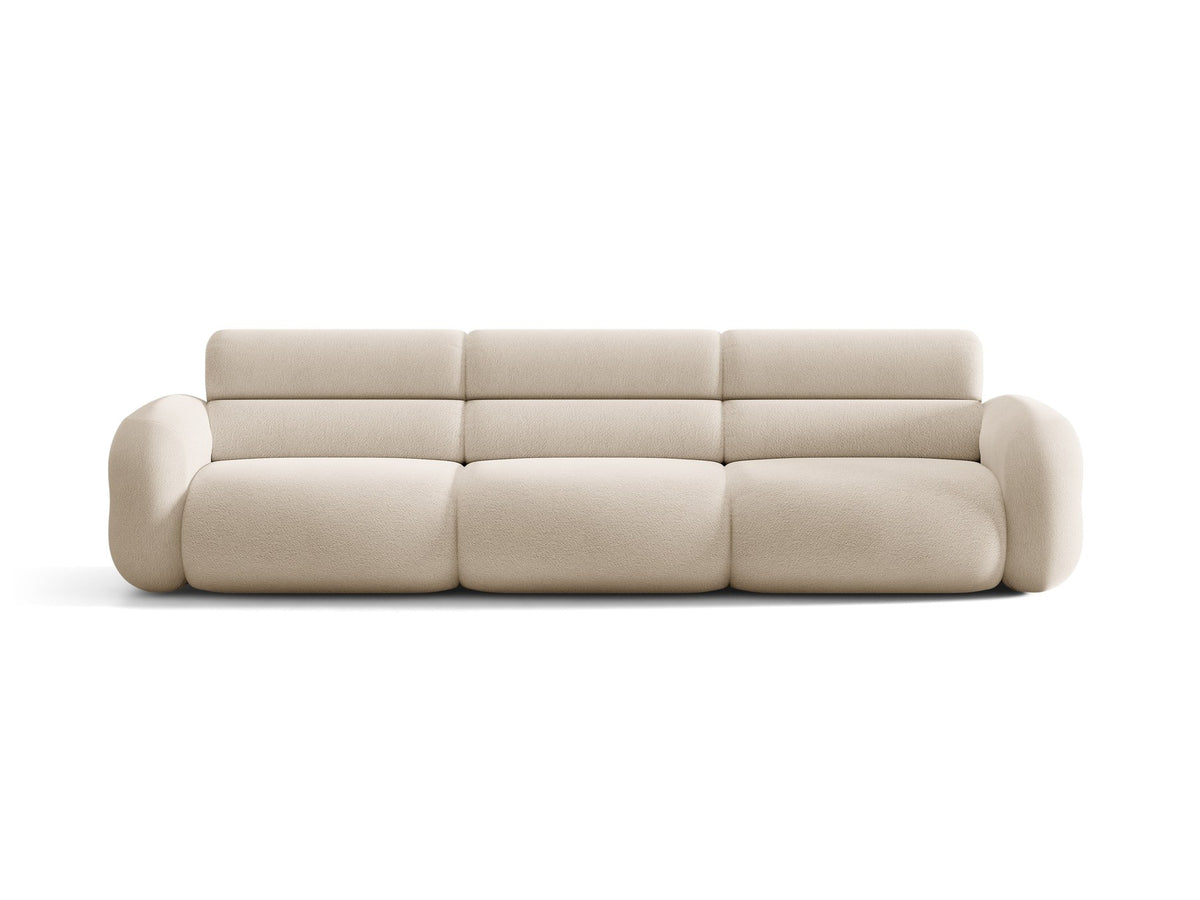 Modulares 4er Sofa Neo von Micadoni in dunklem Olivgrün mit strukturiertem Stoffbezug, hoher Rückenlehne und schwarzen Kunststoffbeinen.