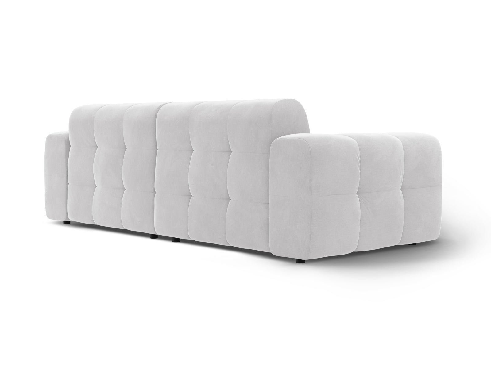 Elegantes Kendal Velour Sofa in sanftem Hellgrau, ideal für stilvolle Wohnräume. Komfortables 4-Sitzer Design von Micadoni.