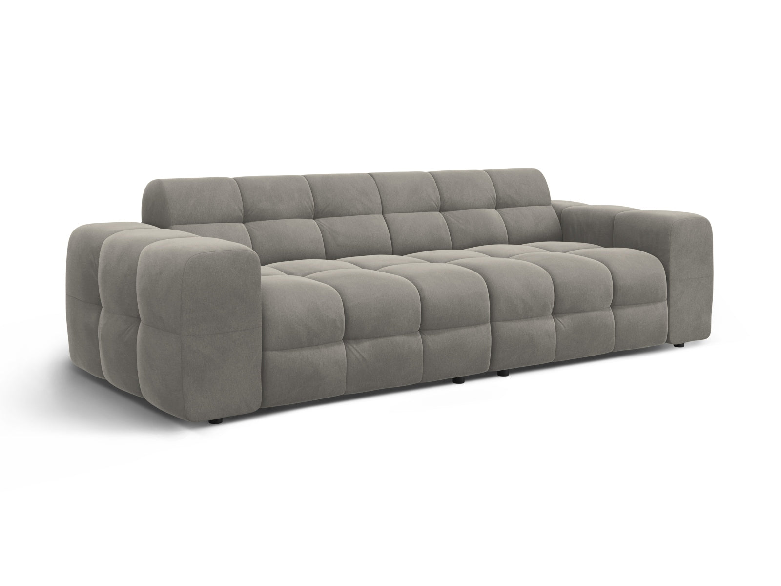 Modernes Kendal Velour Sofa in edlem Dunkelgrau, perfekt für gemütliche Abende. Hochwertiges 4-Sitzer Modell von Micadoni.